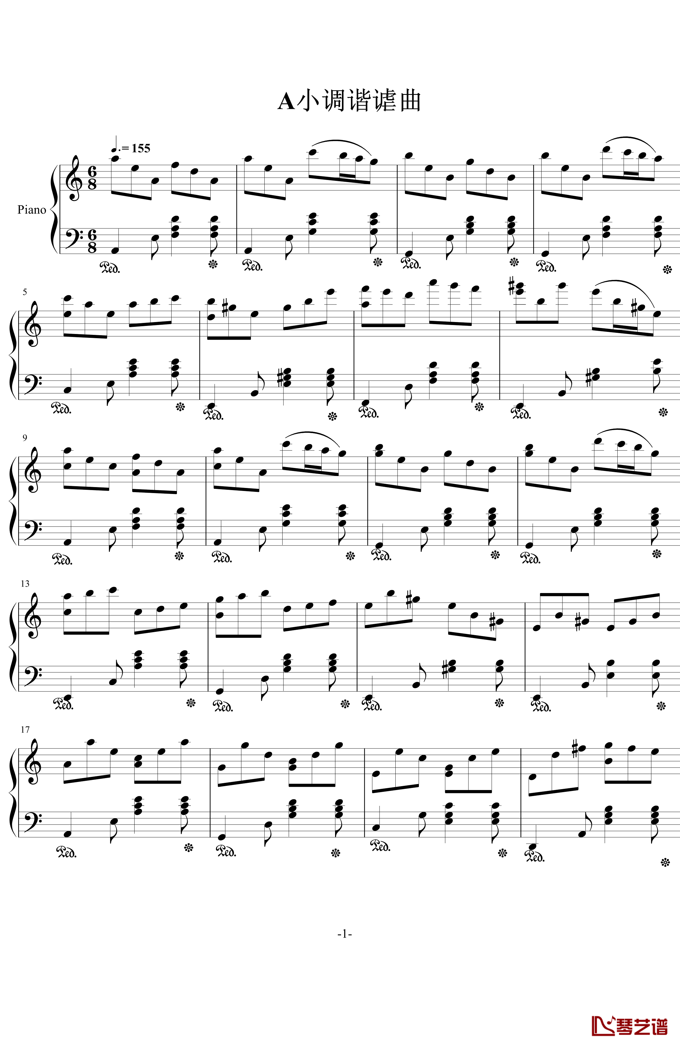 A小调谐谑曲钢琴谱-修改版-.伊dên-H101