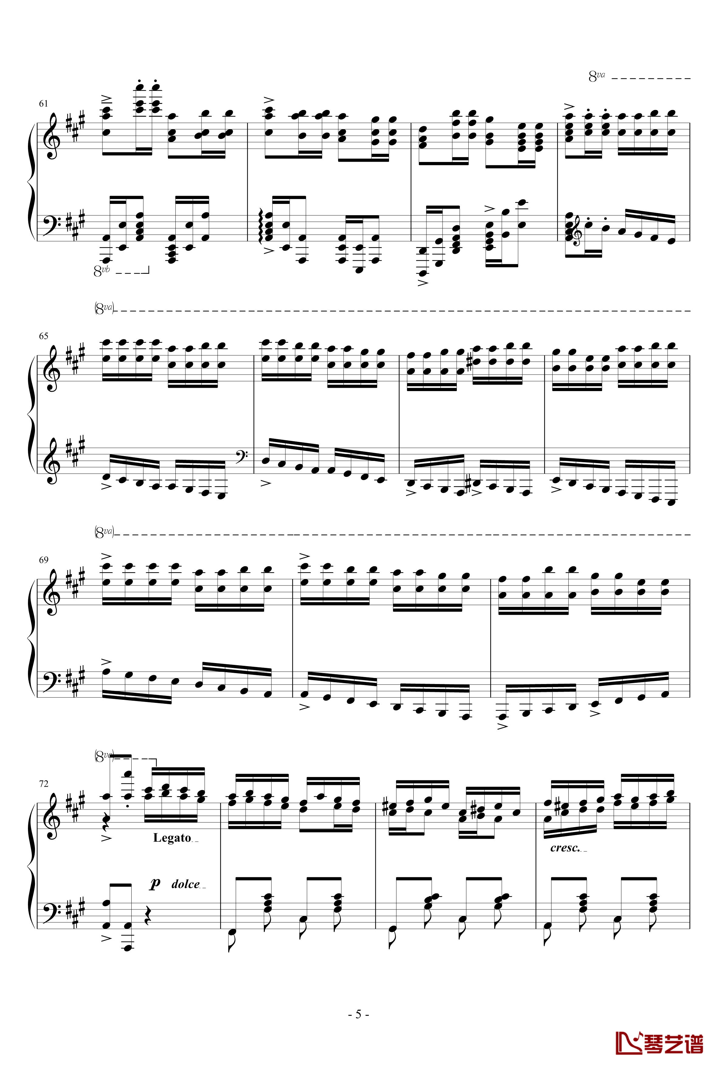 土耳其进行曲炫技版钢琴谱-莫扎特5