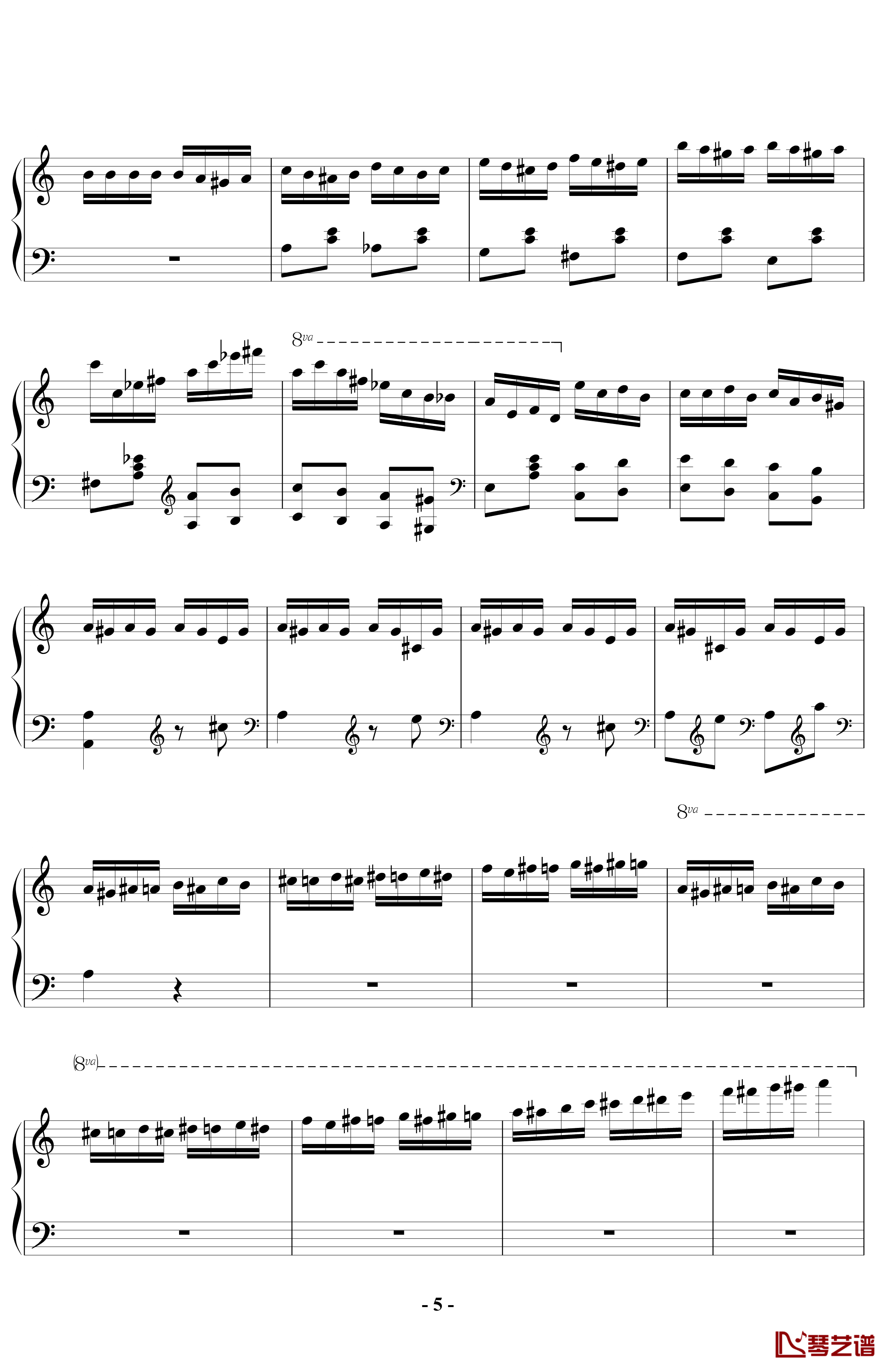 土耳其进行曲钢琴谱-一分钟炫技版-莫扎特5
