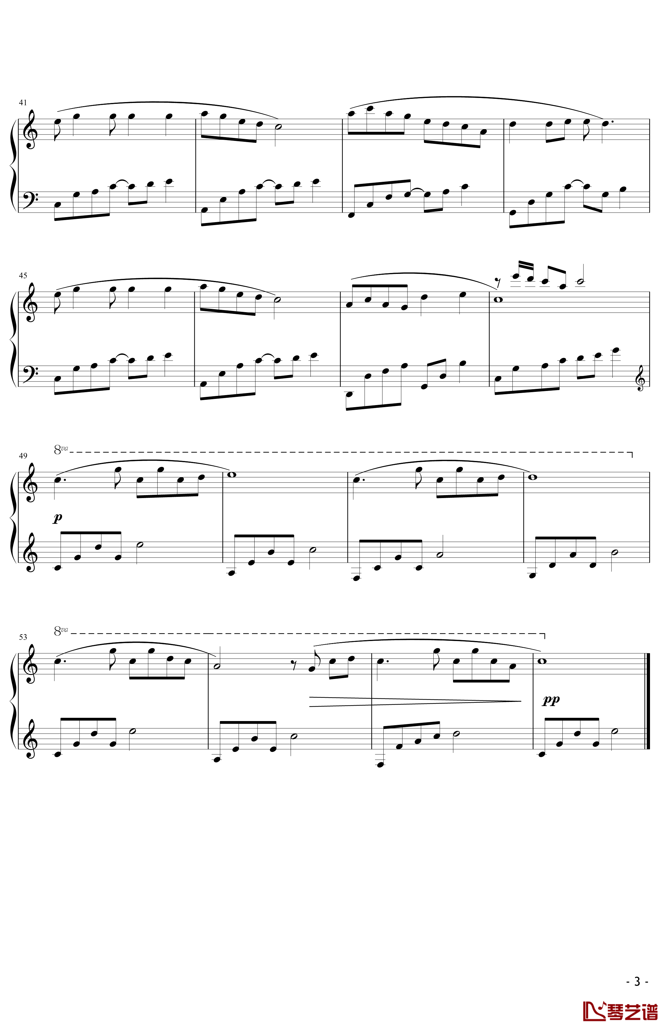 荷塘月色钢琴谱-凤凰传奇3
