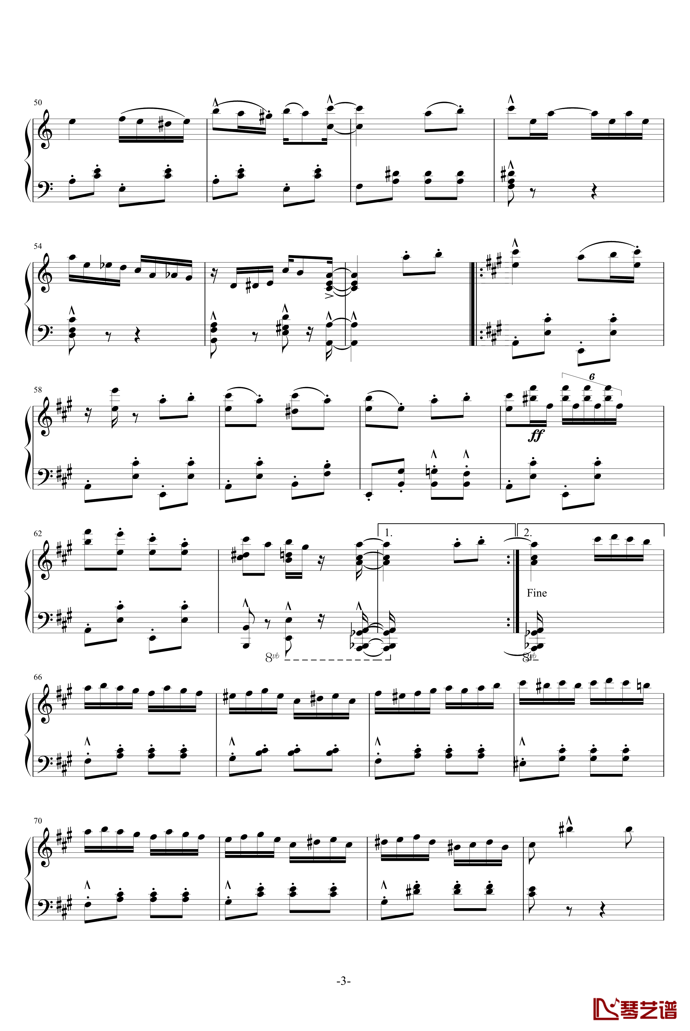 土耳其进行曲钢琴谱-爵士-莫扎特3