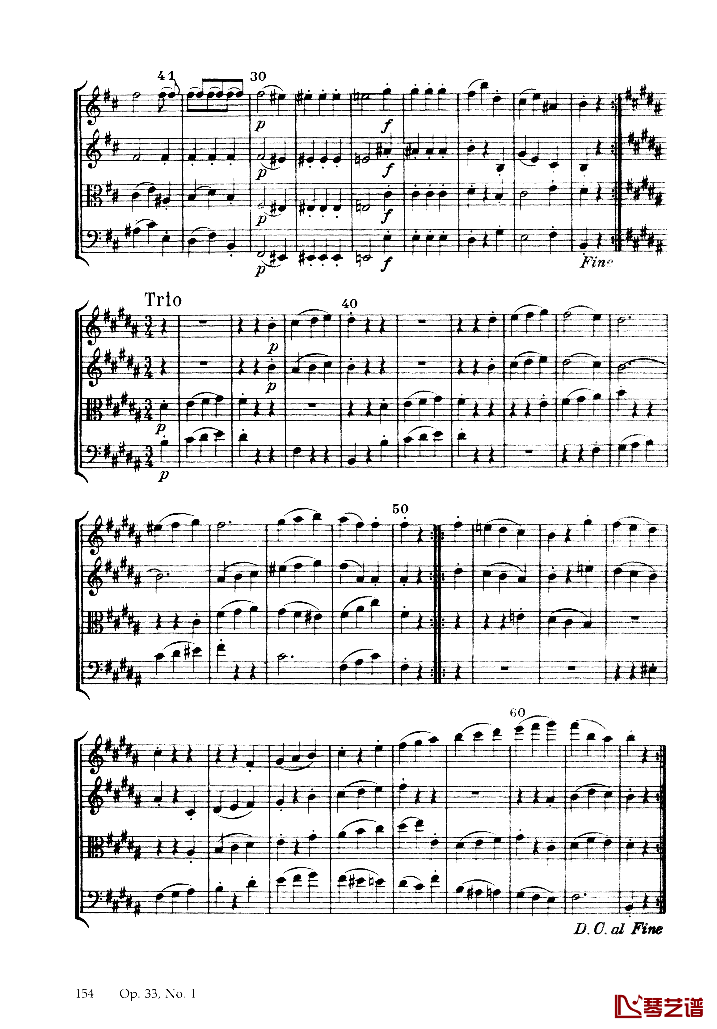 b小调弦乐四重奏 Op.33  No.1钢琴谱-海顿8