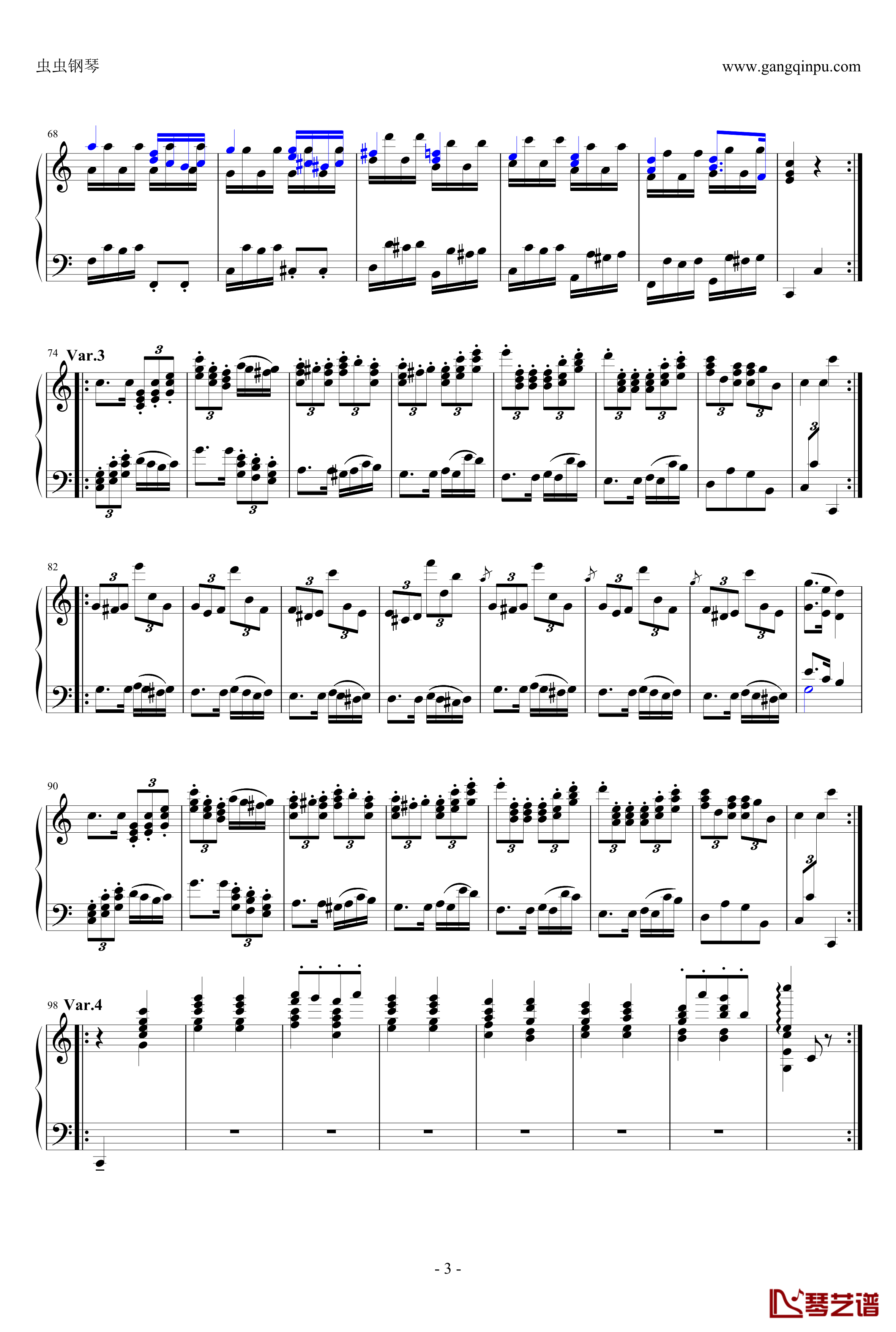 小星星变奏曲钢琴谱-炫技再变奏-莫扎特3