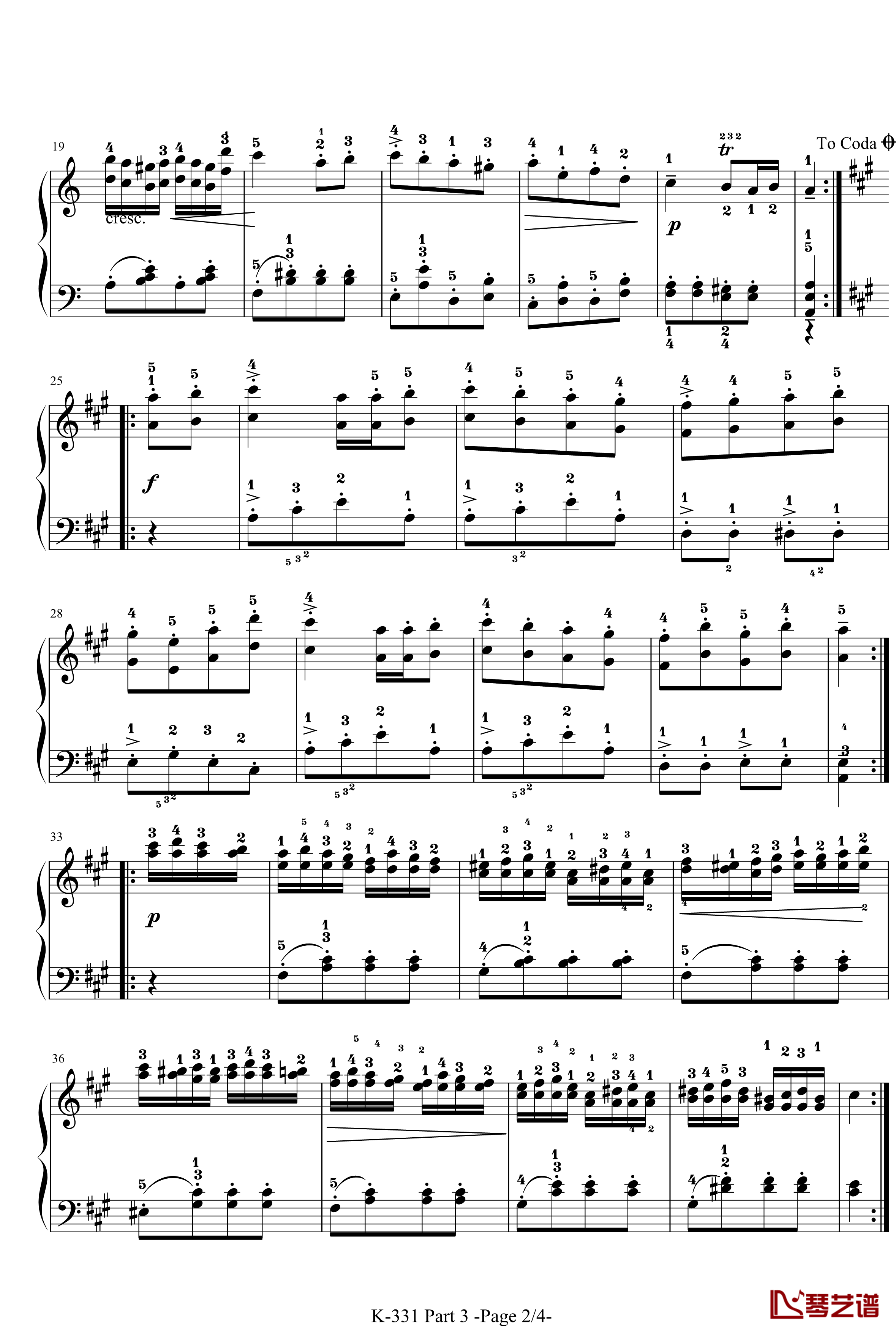土耳其进行曲钢琴谱-n分钟炫技-莫扎特2