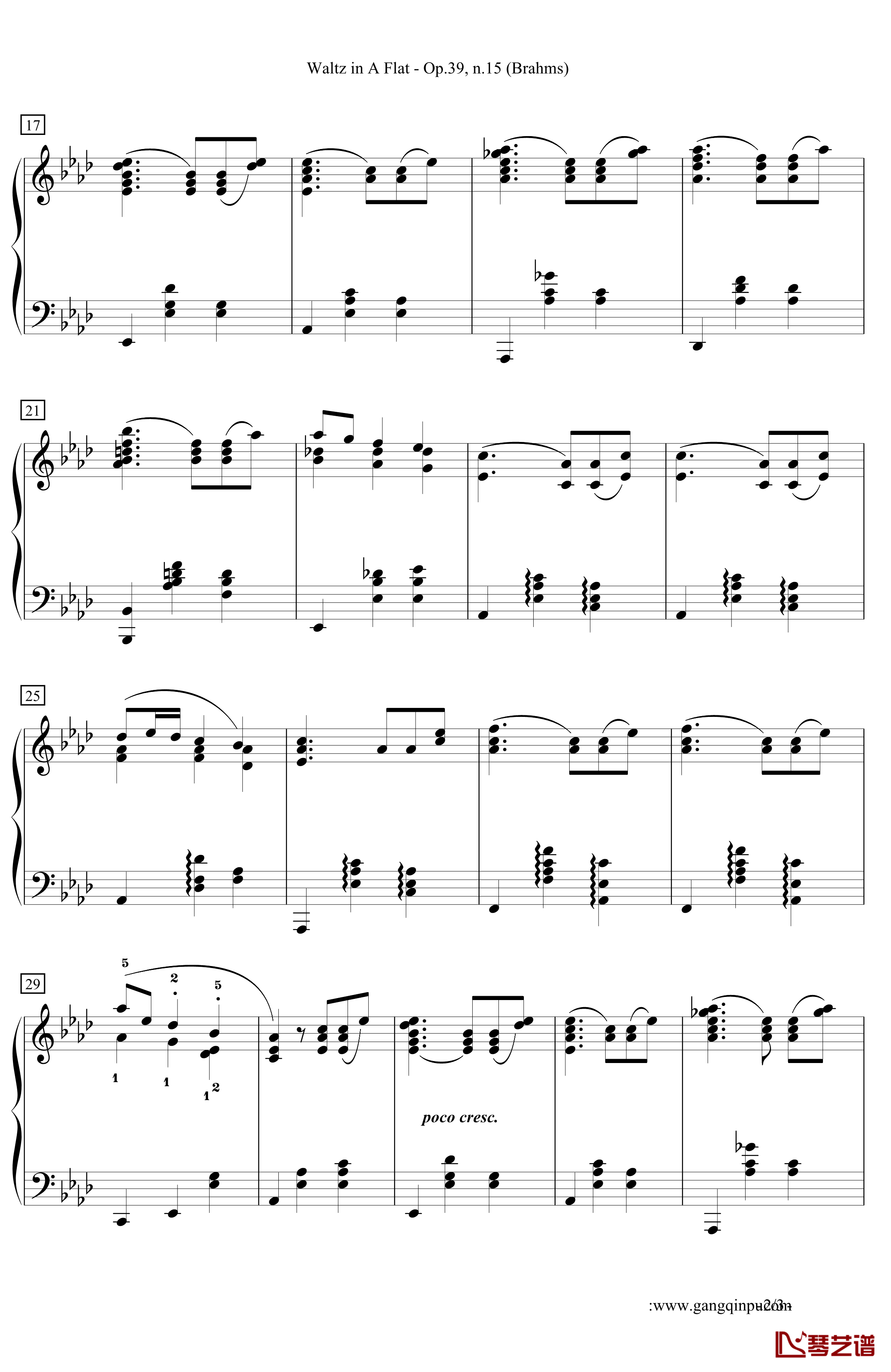 Waltz in A Flat 钢琴谱-降A大调圆舞曲-勃拉姆斯-Brahms2