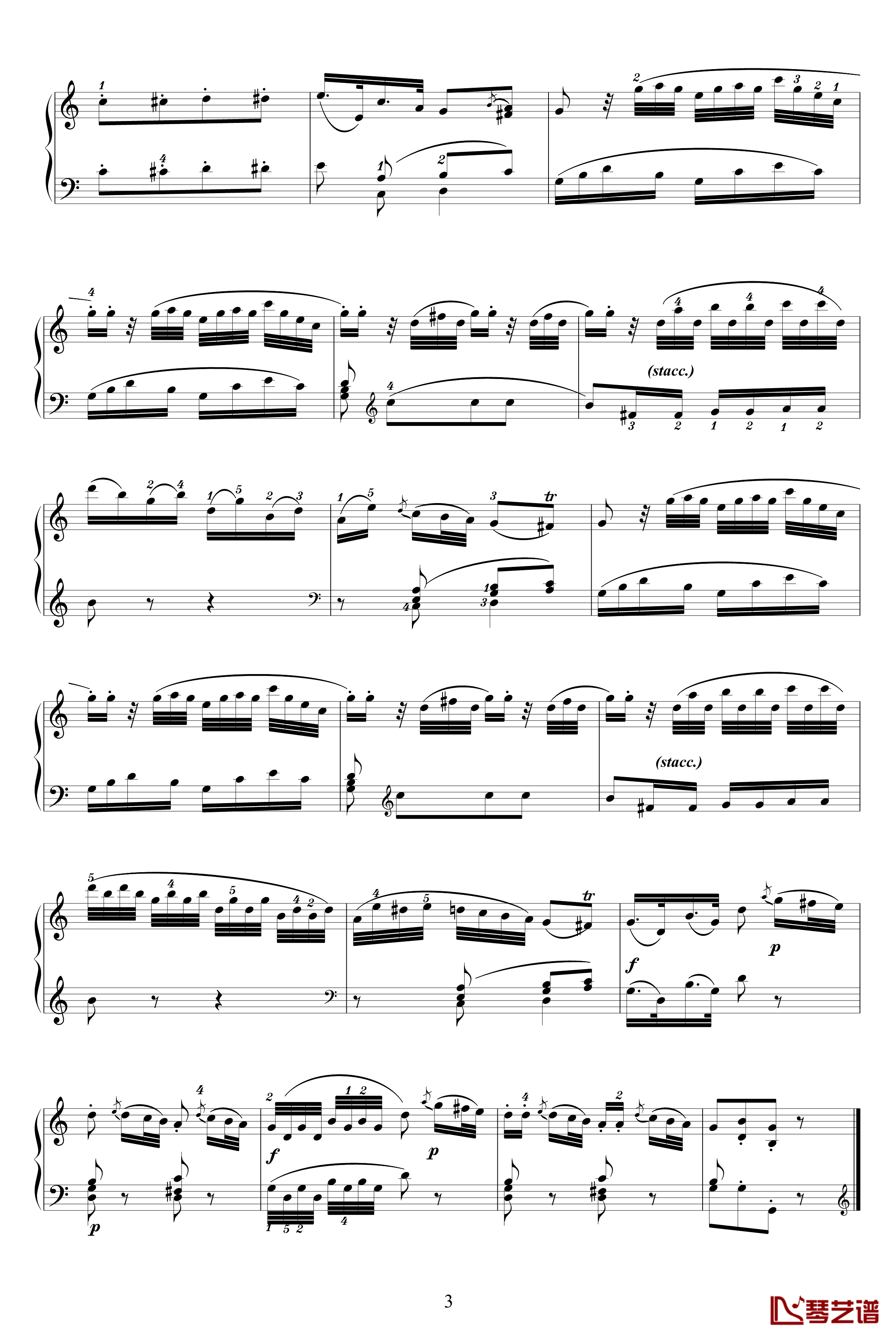 k330第一乐章钢琴谱-莫扎特3