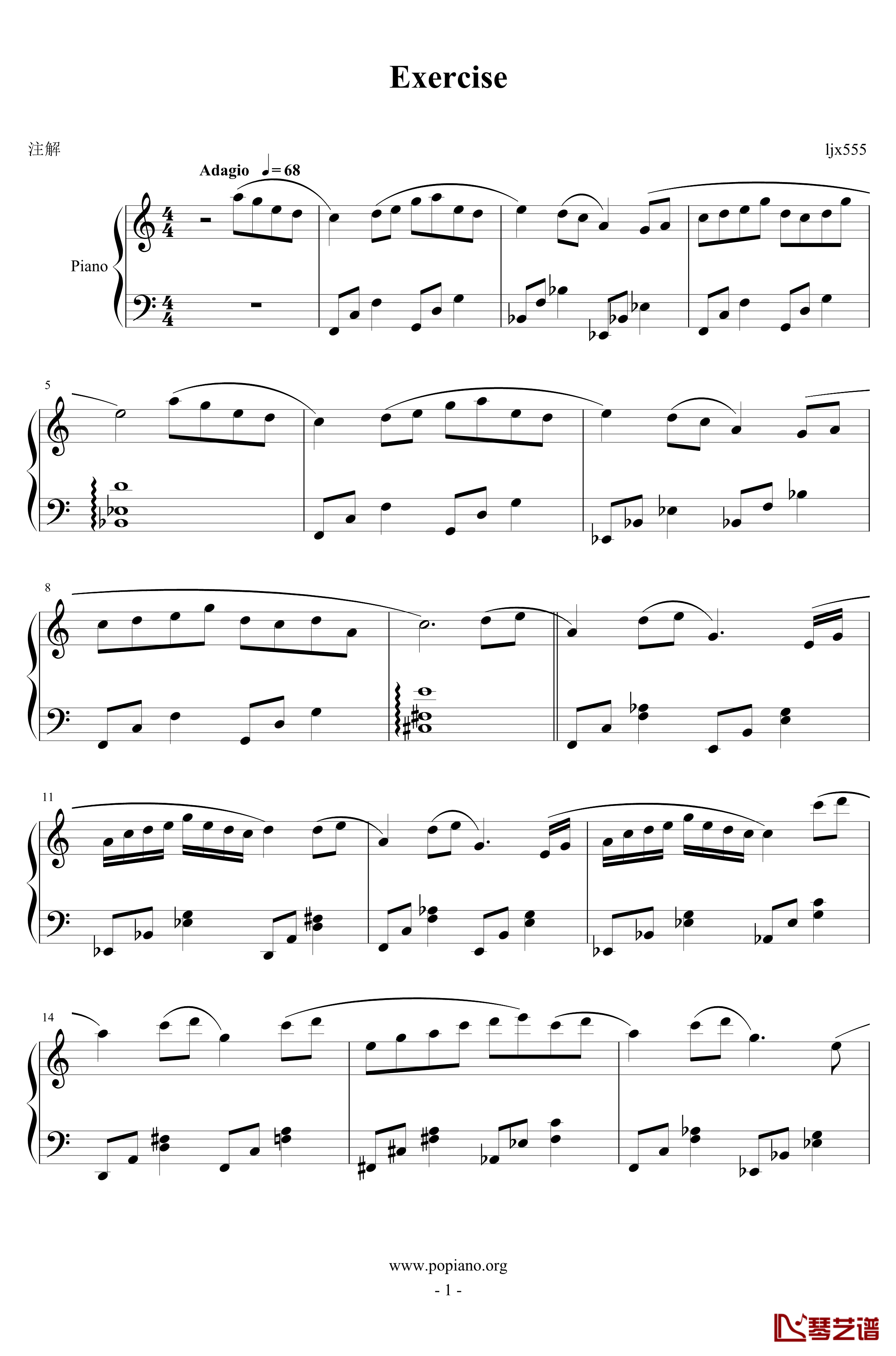 Exercise钢琴谱-无限1