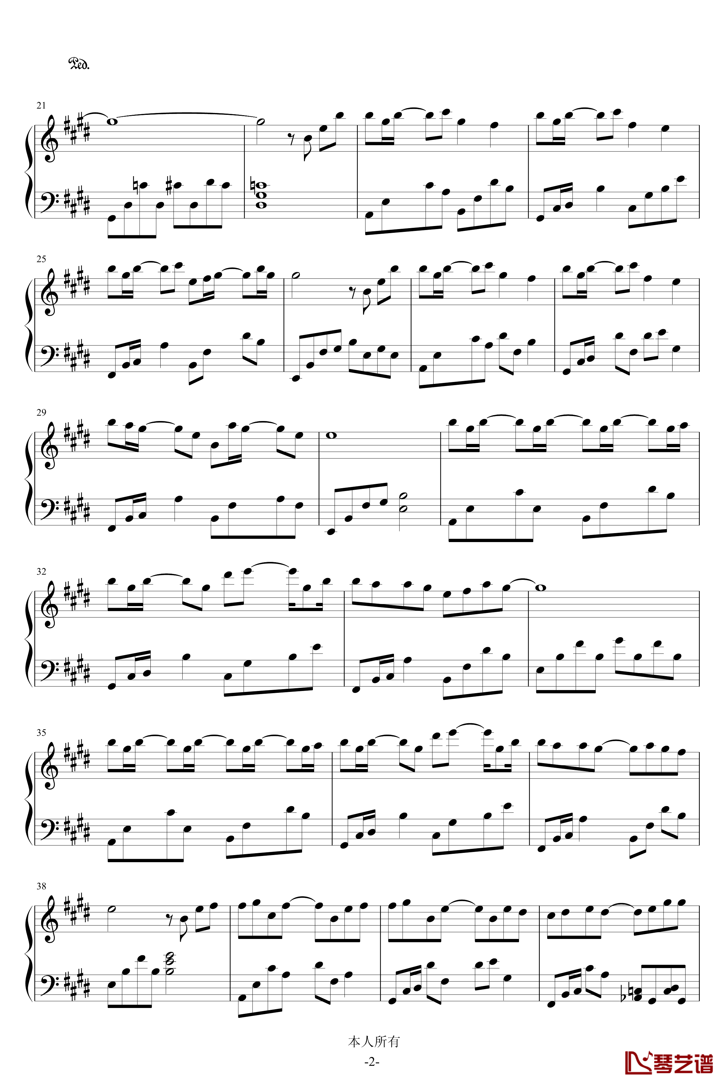 最后一页钢琴谱-钢琴独奏版-周杰伦2