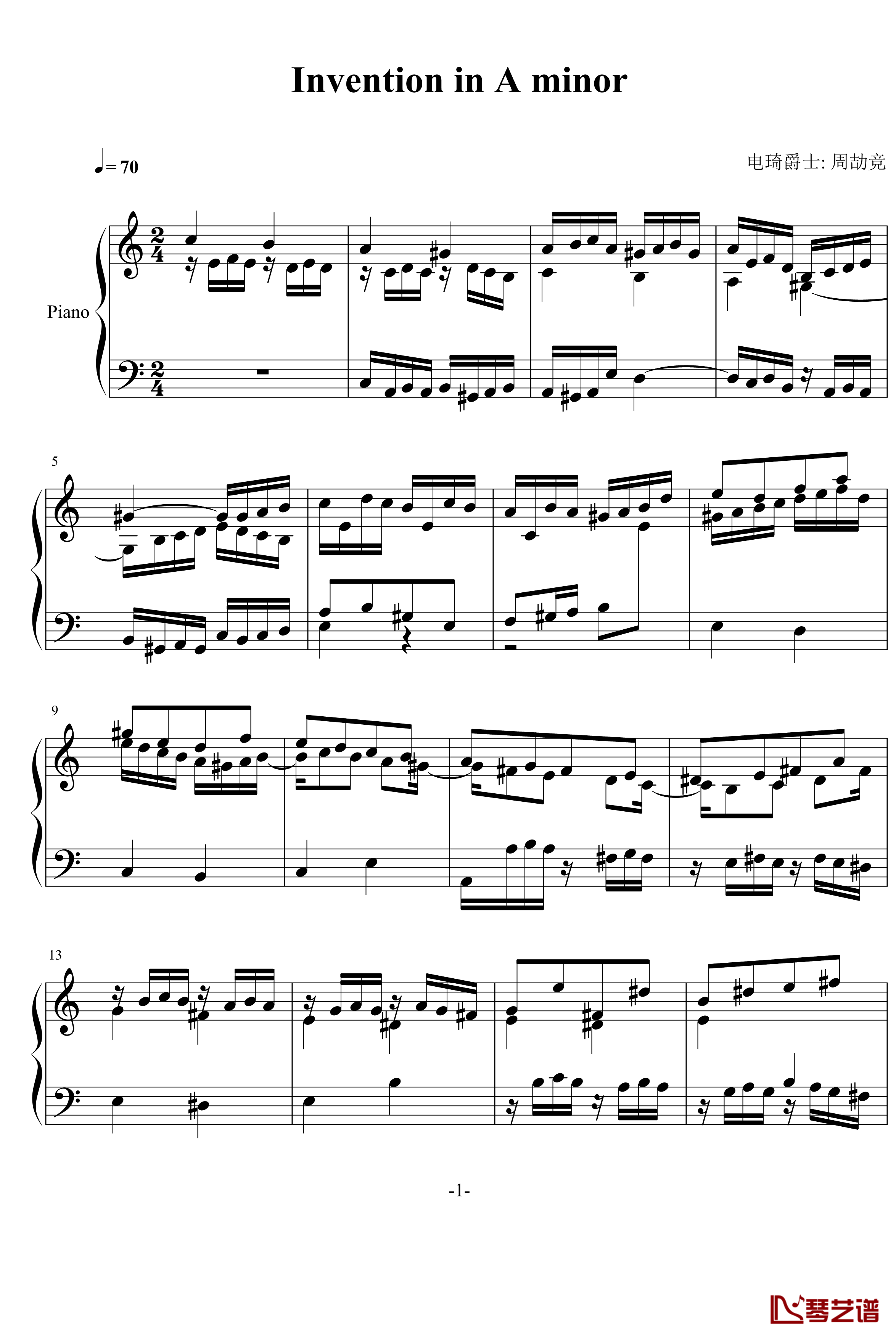a调三部创意曲钢琴谱-电琦爵士1