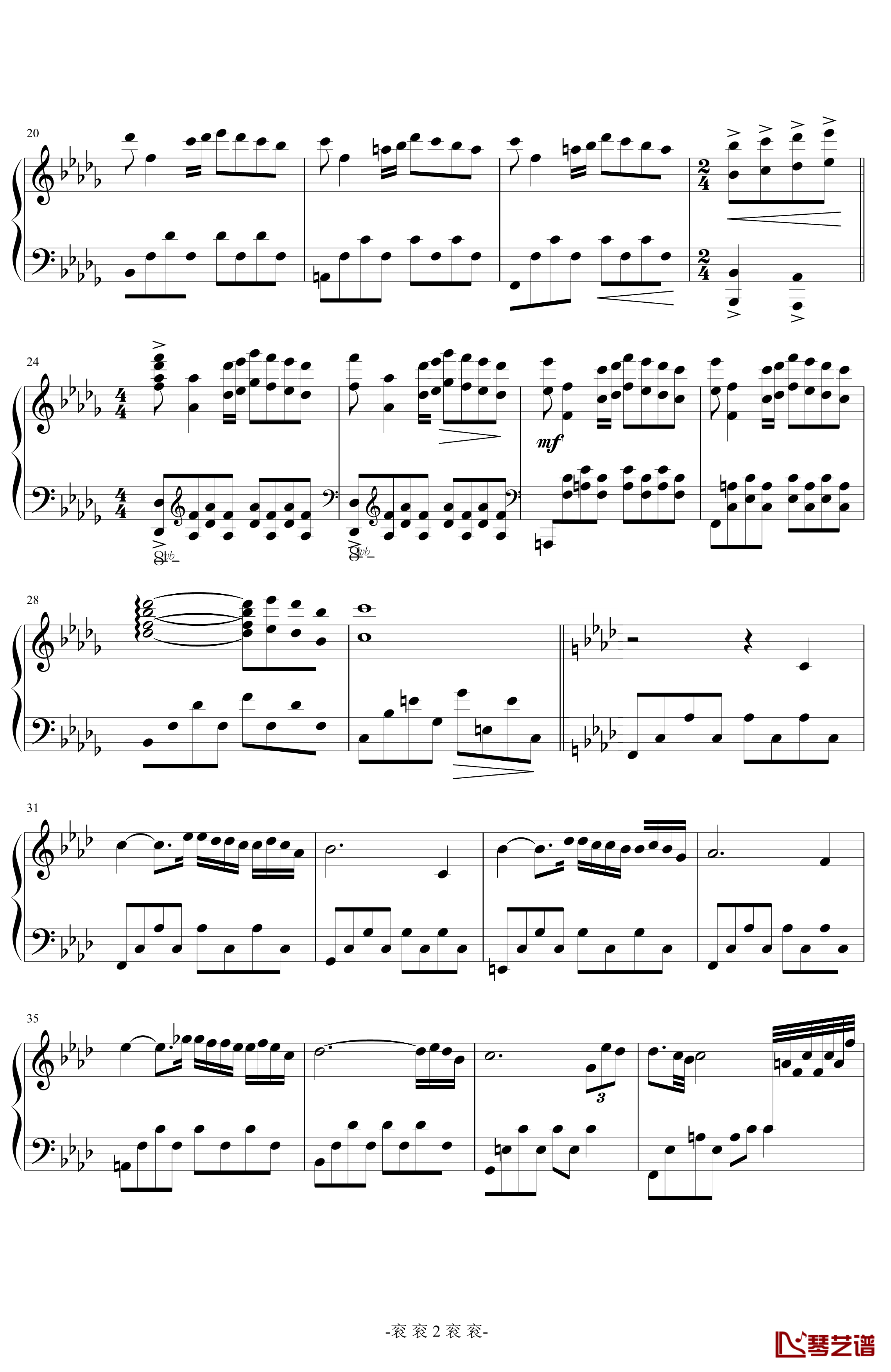 秋日私语钢琴谱-实验版-克莱德曼2