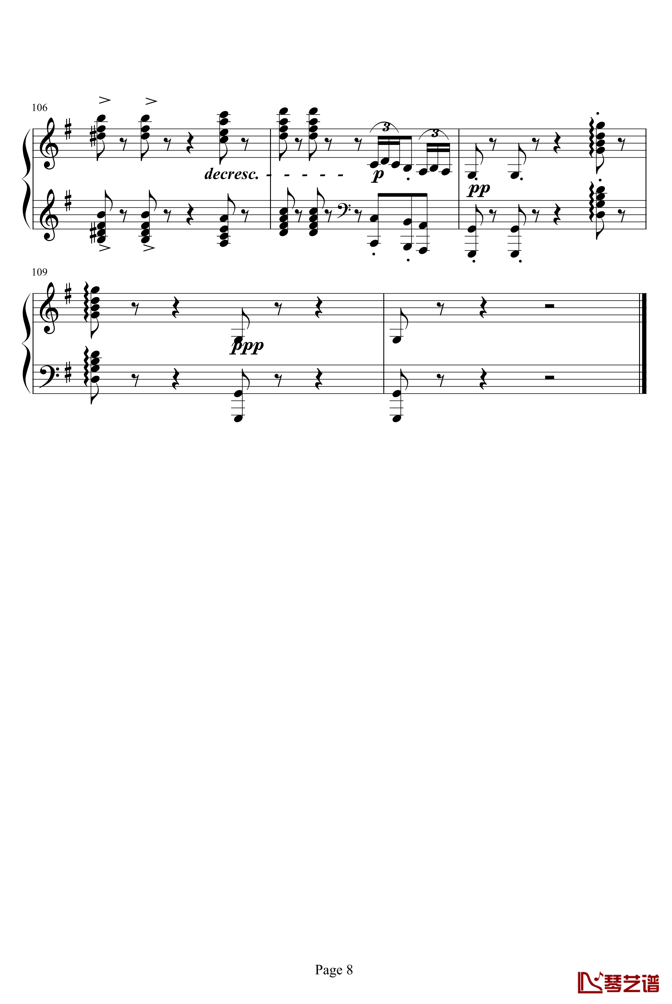 阿拉伯风格幻想曲第二首钢琴谱-德彪西8