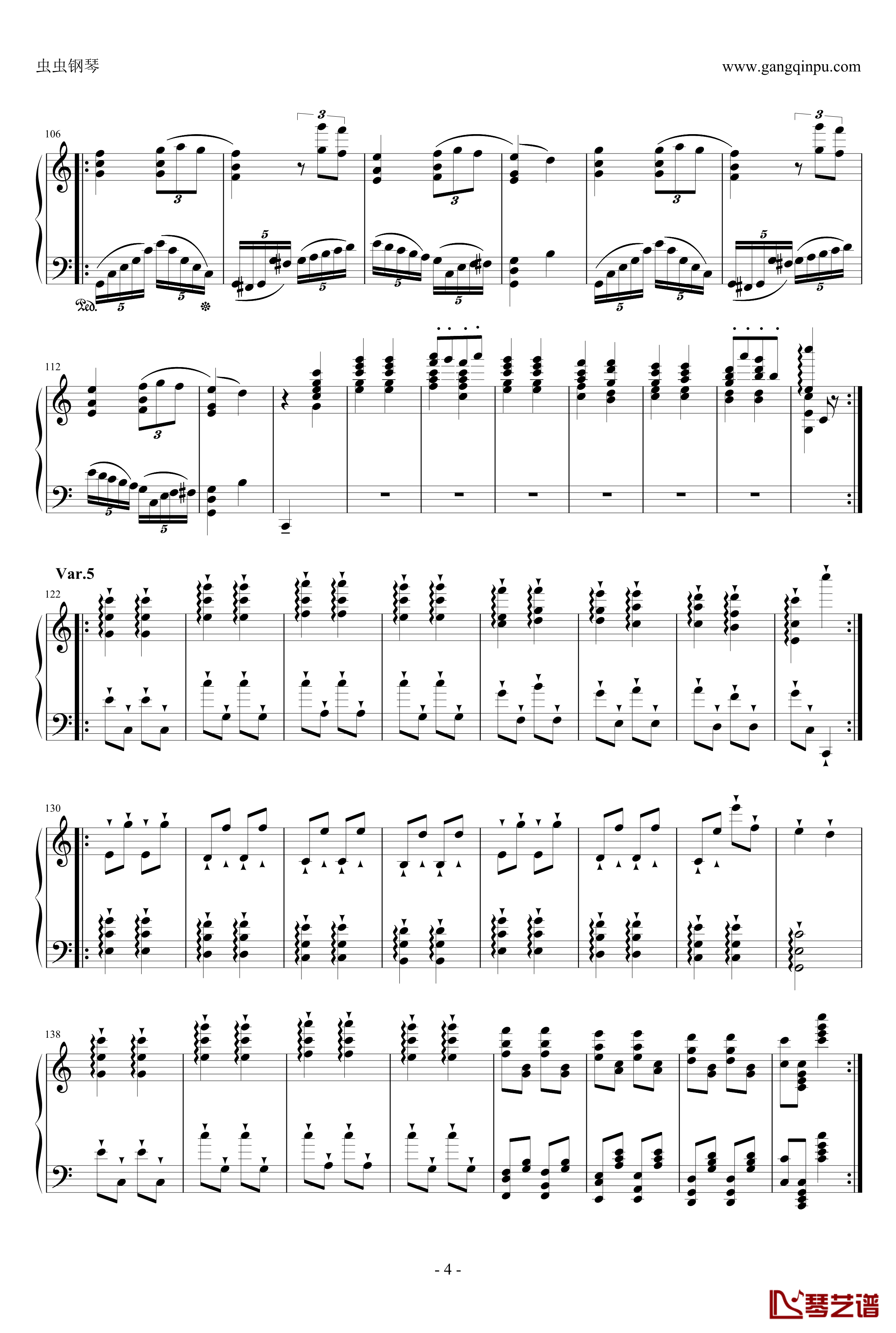 小星星变奏曲钢琴谱-炫技再变奏-莫扎特4