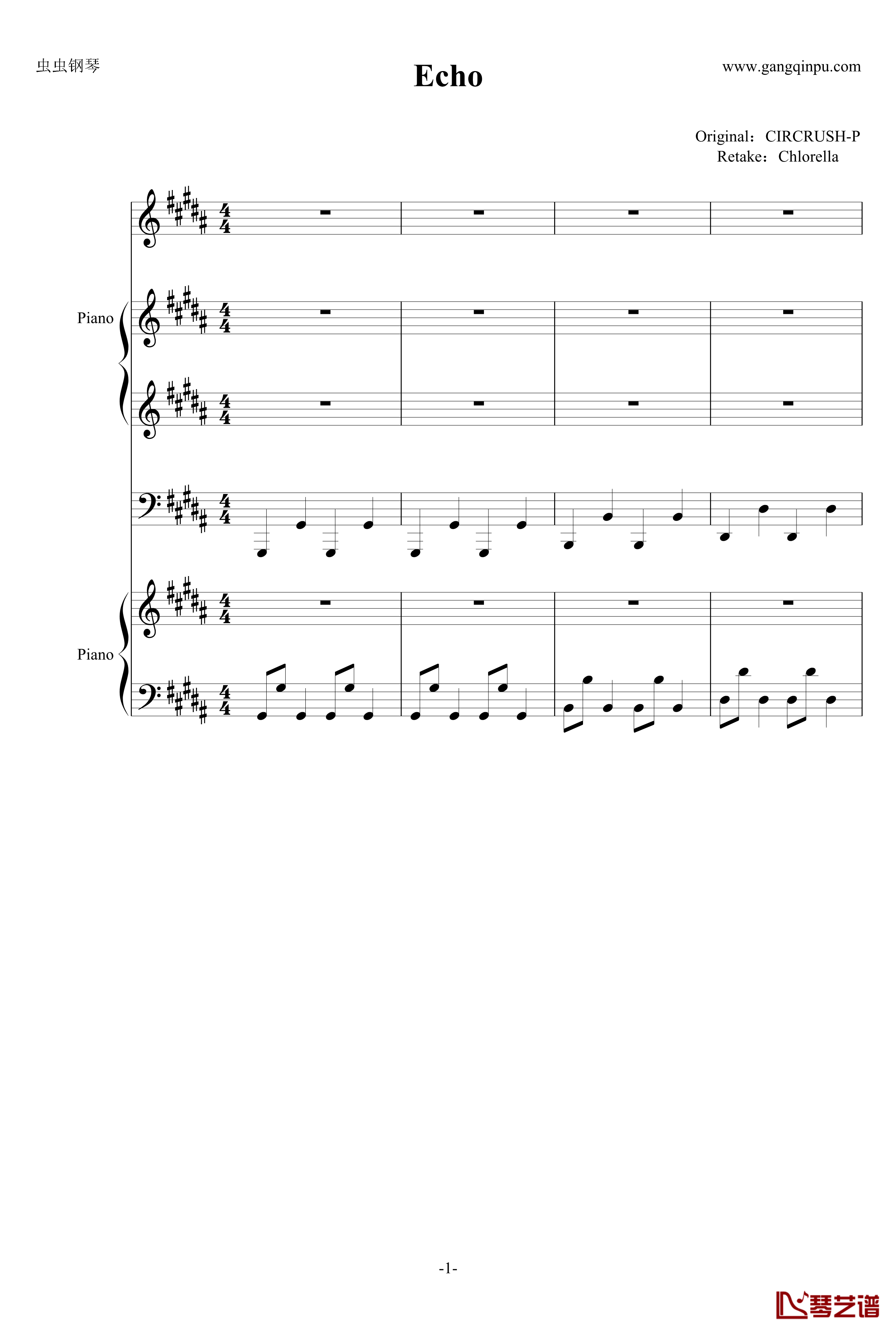 Echo钢琴谱-by CIRCRUSH-P-Chlo.-gumi vocaloid echo1
