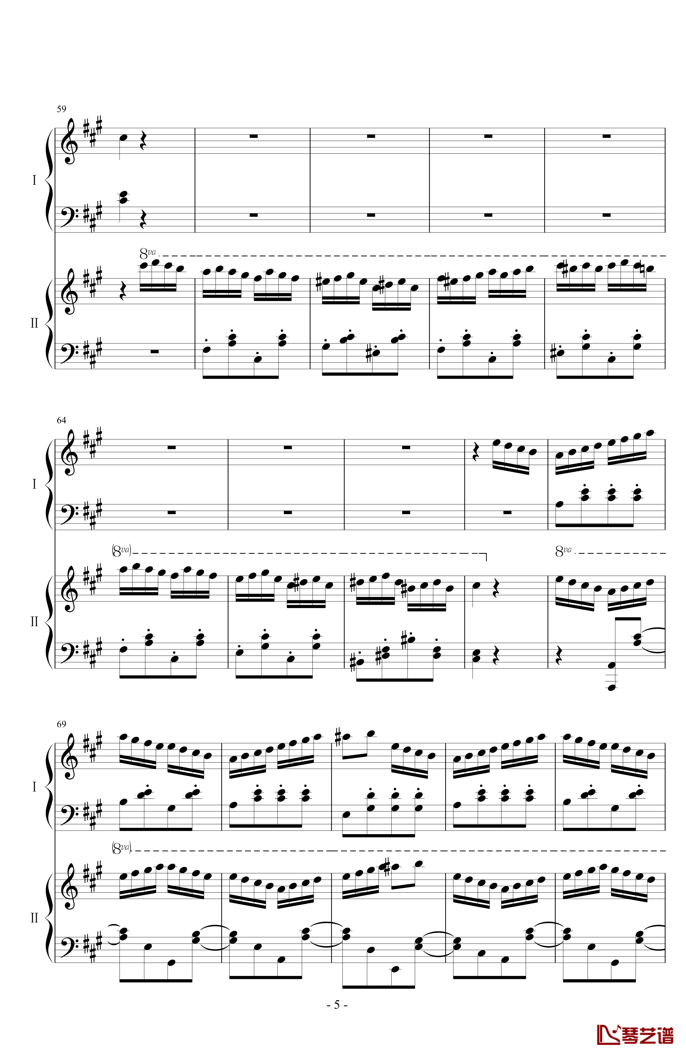 土耳其进行曲钢琴谱-情侣版-莫扎特5