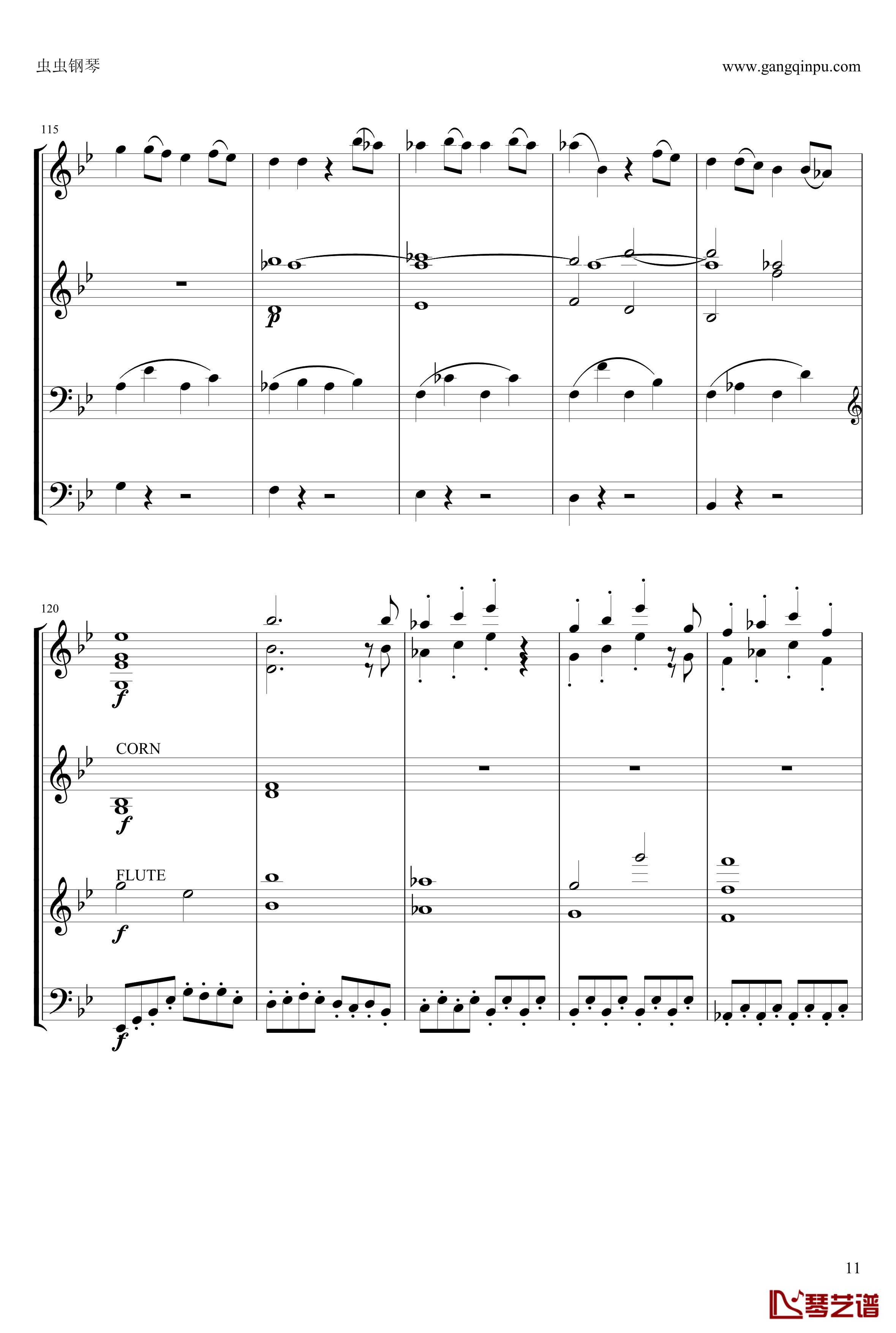 g小调第40交响曲第一乐章钢琴谱-莫扎特-电子琴总谱11