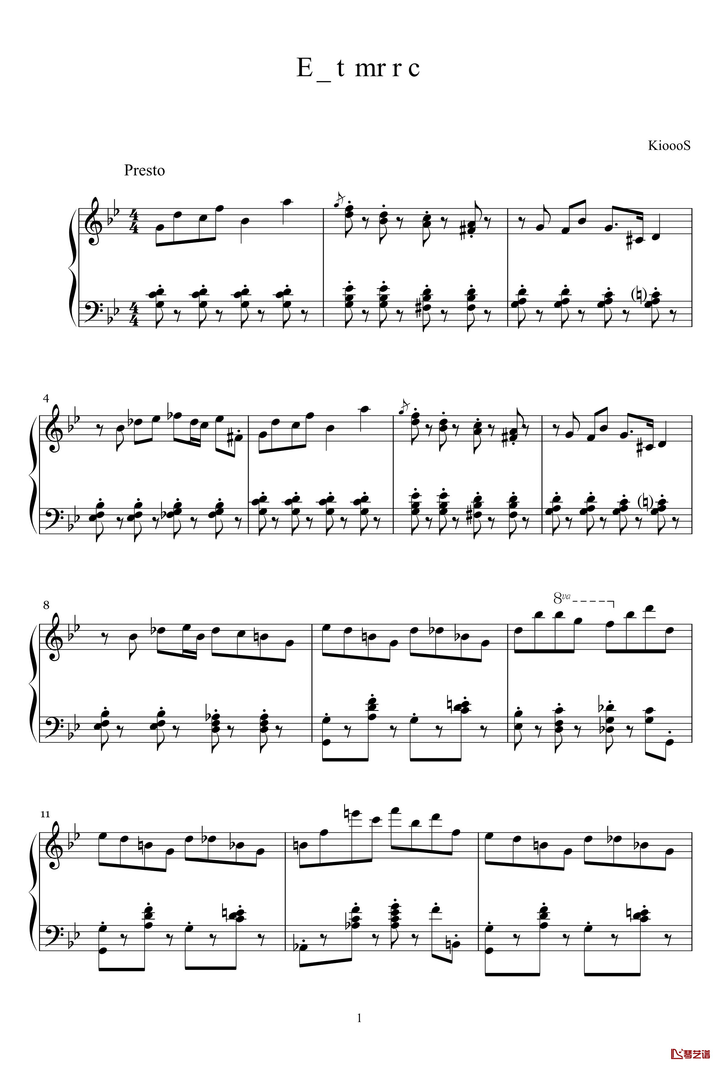 加伏特舞曲钢琴谱-KioooS1