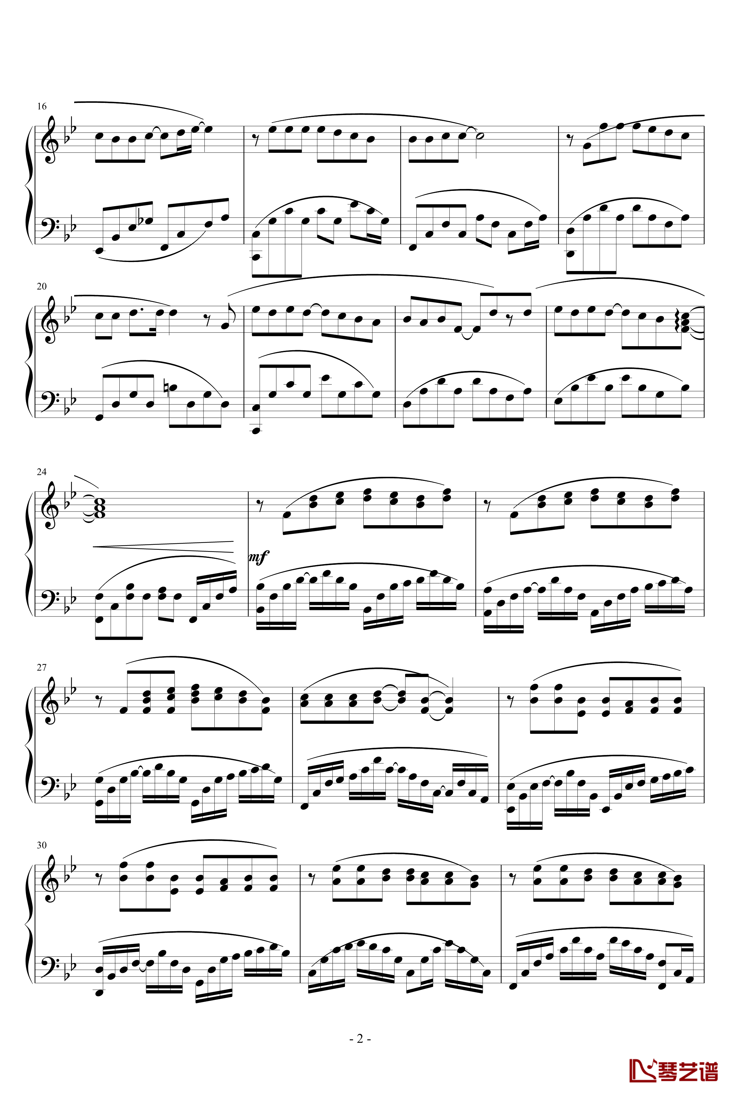安静钢琴谱-感动版-周杰伦2