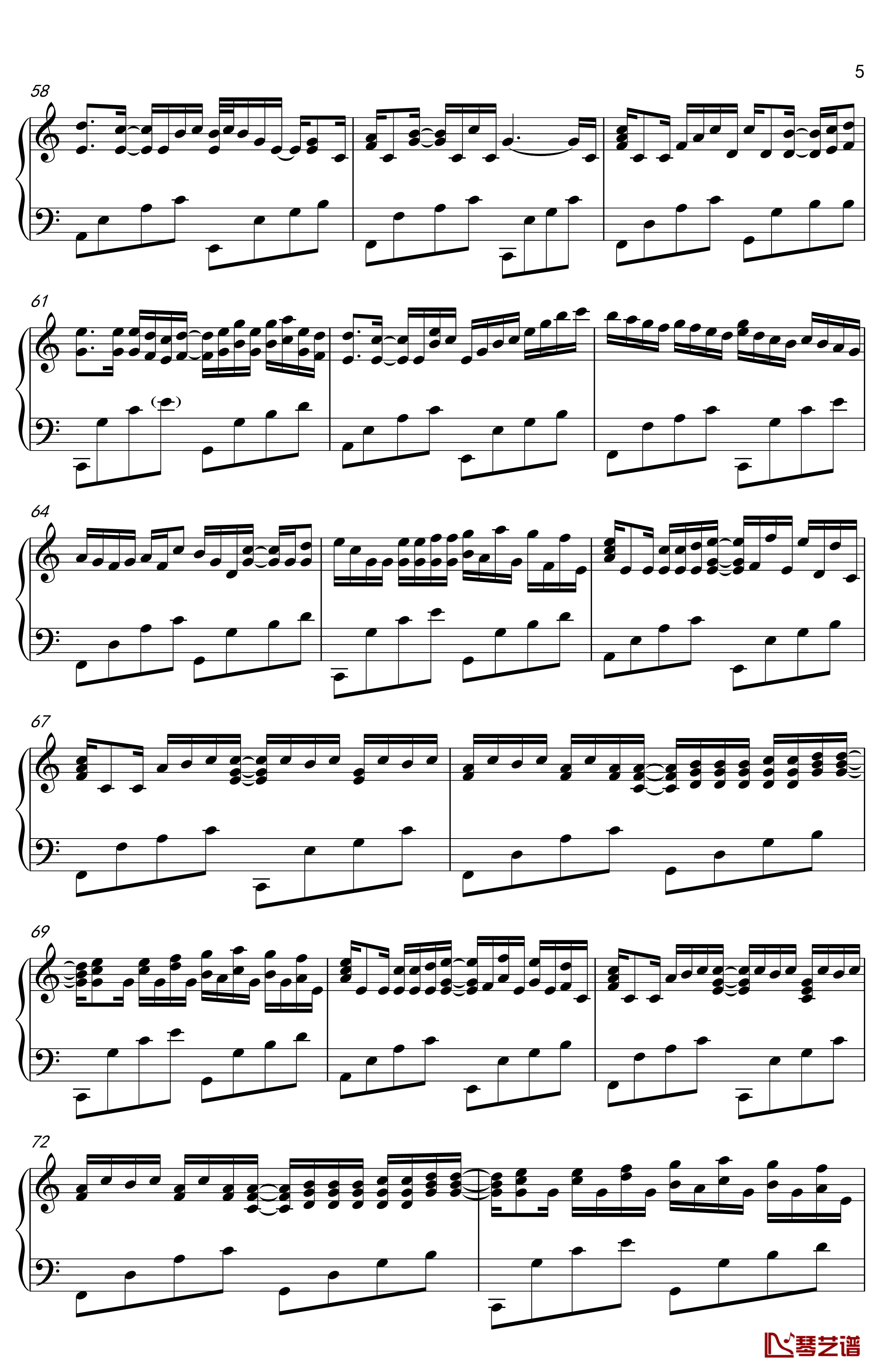 C大调卡农钢琴谱-金老师独奏谱1809065