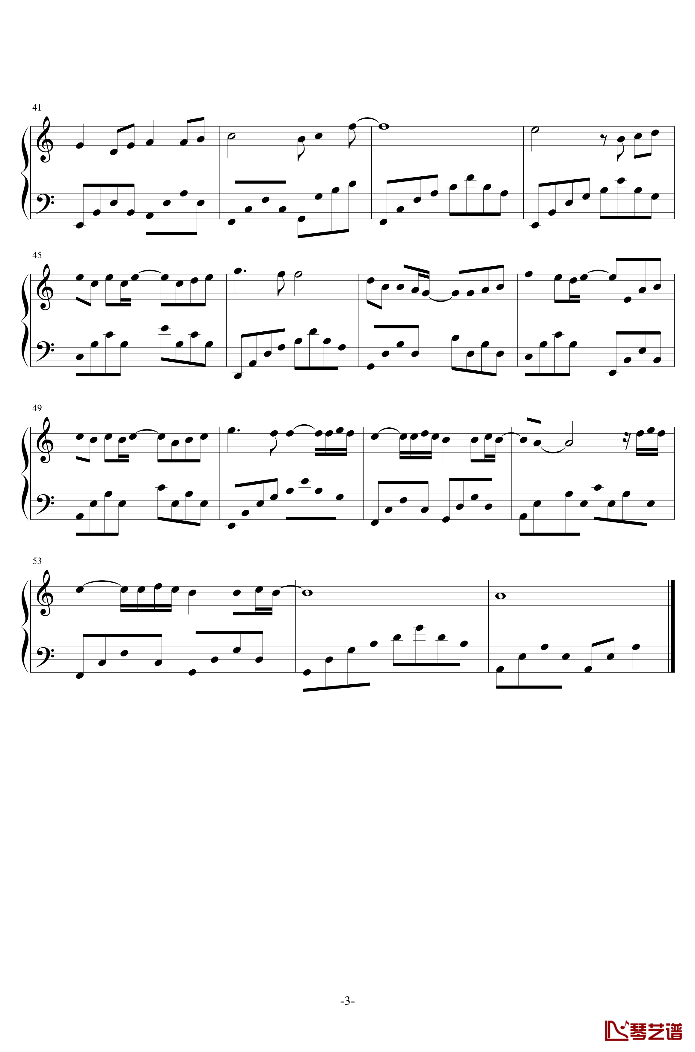 月半小夜曲钢琴谱-C调简易版-河合奈保子3