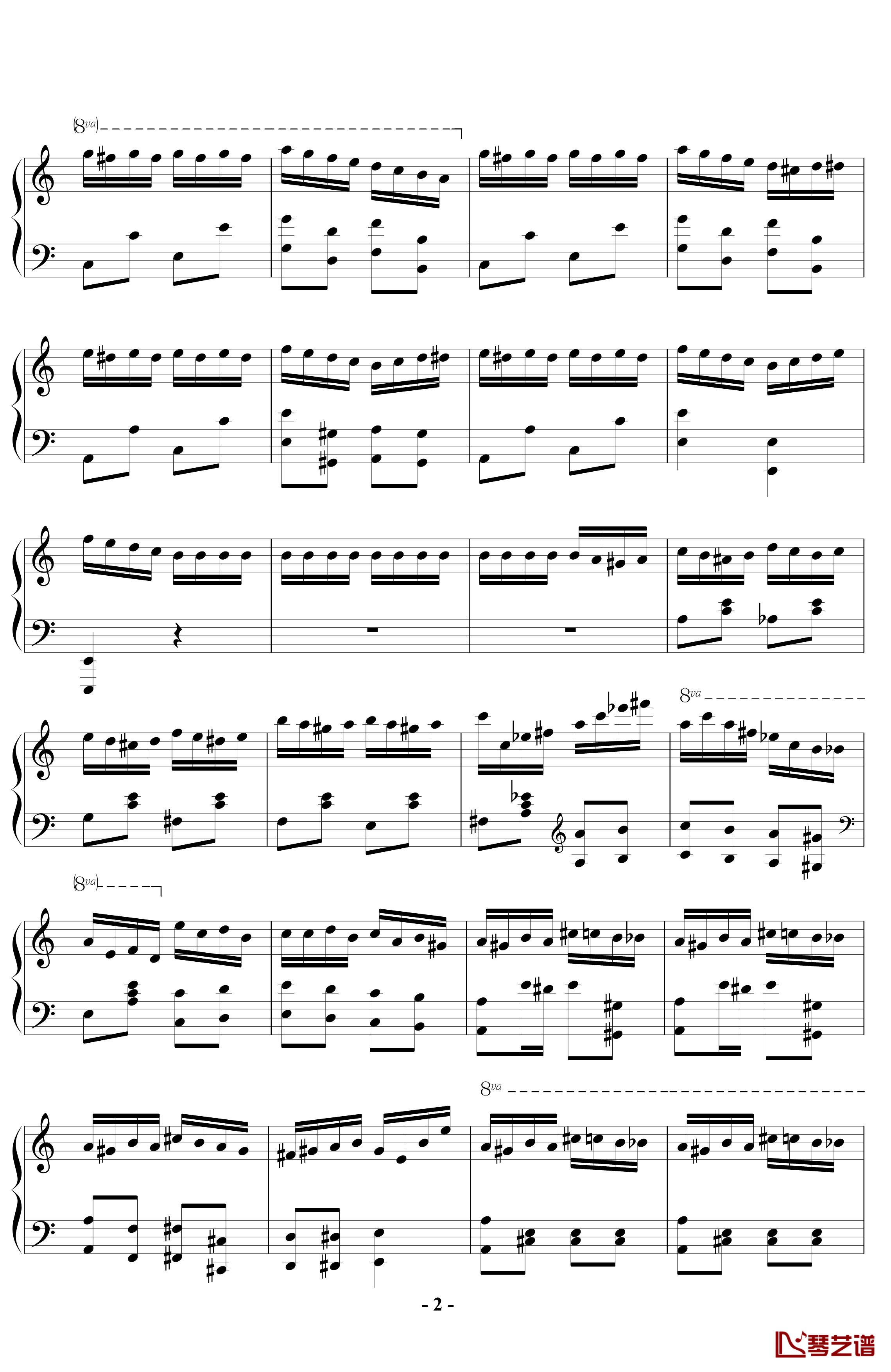 土耳其进行曲钢琴谱-一分钟炫技版-莫扎特2