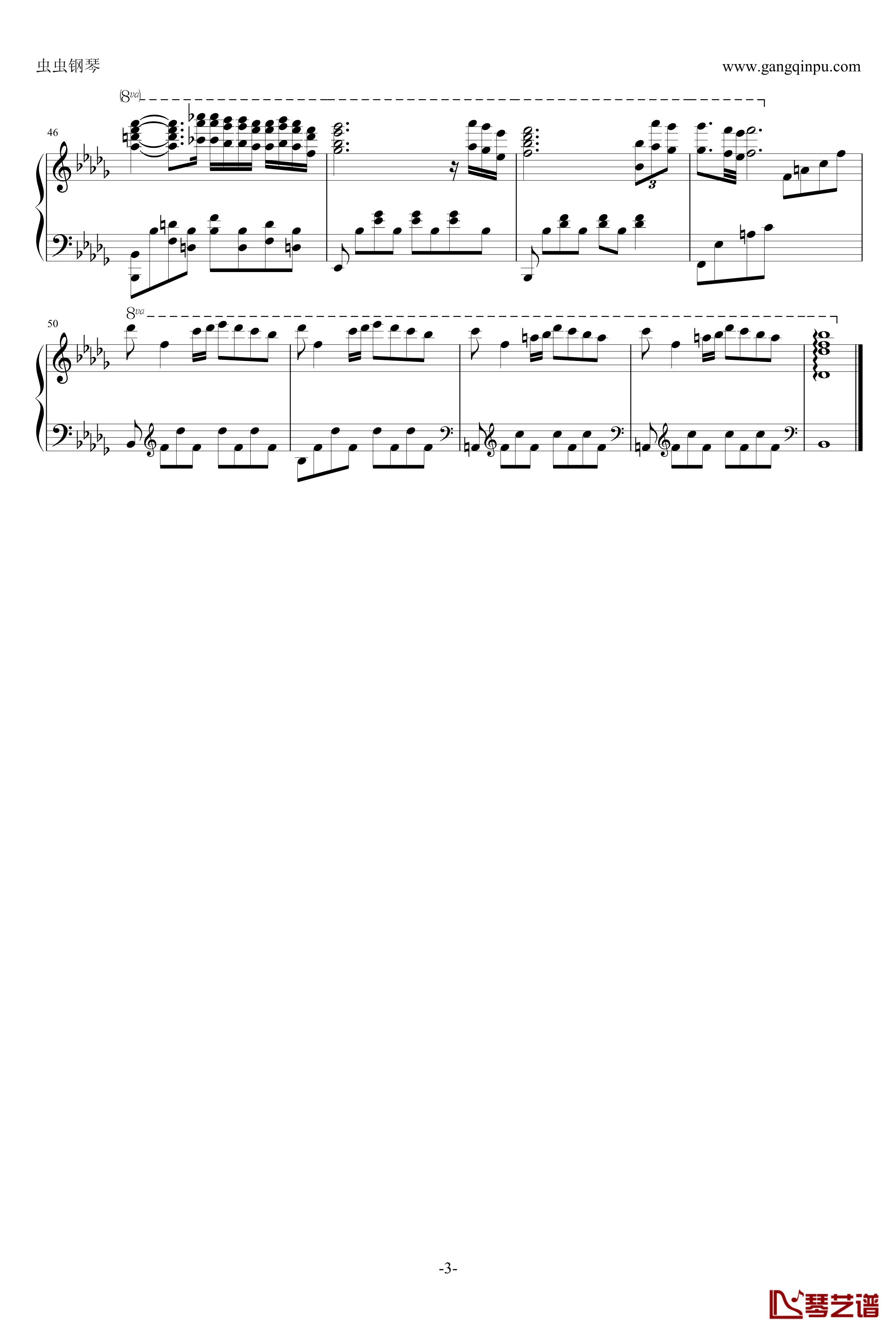 秋日私语钢琴谱-钢琴独奏版-塞内维尔3