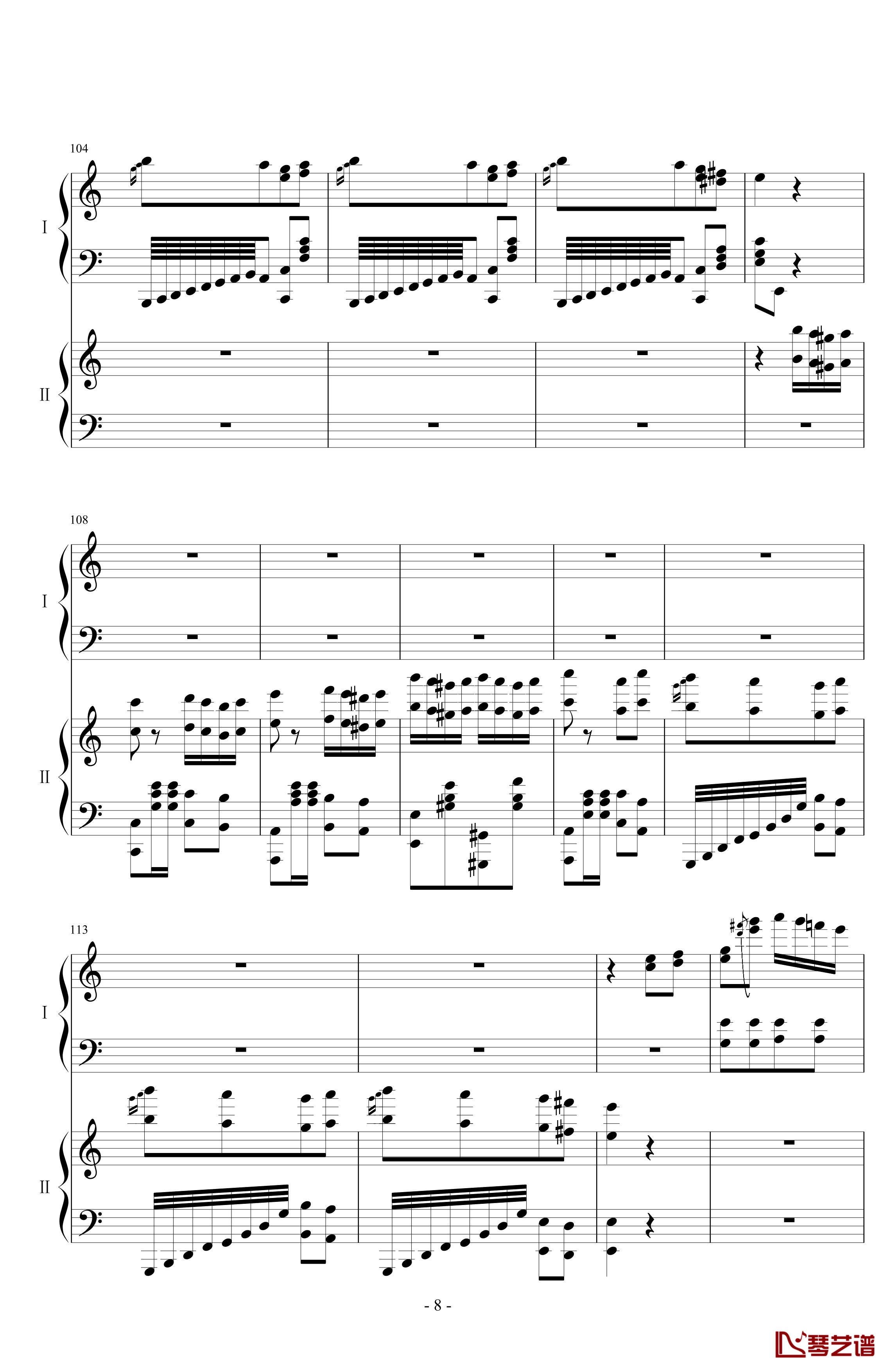 土耳其进行曲钢琴谱-双钢琴-莫扎特8