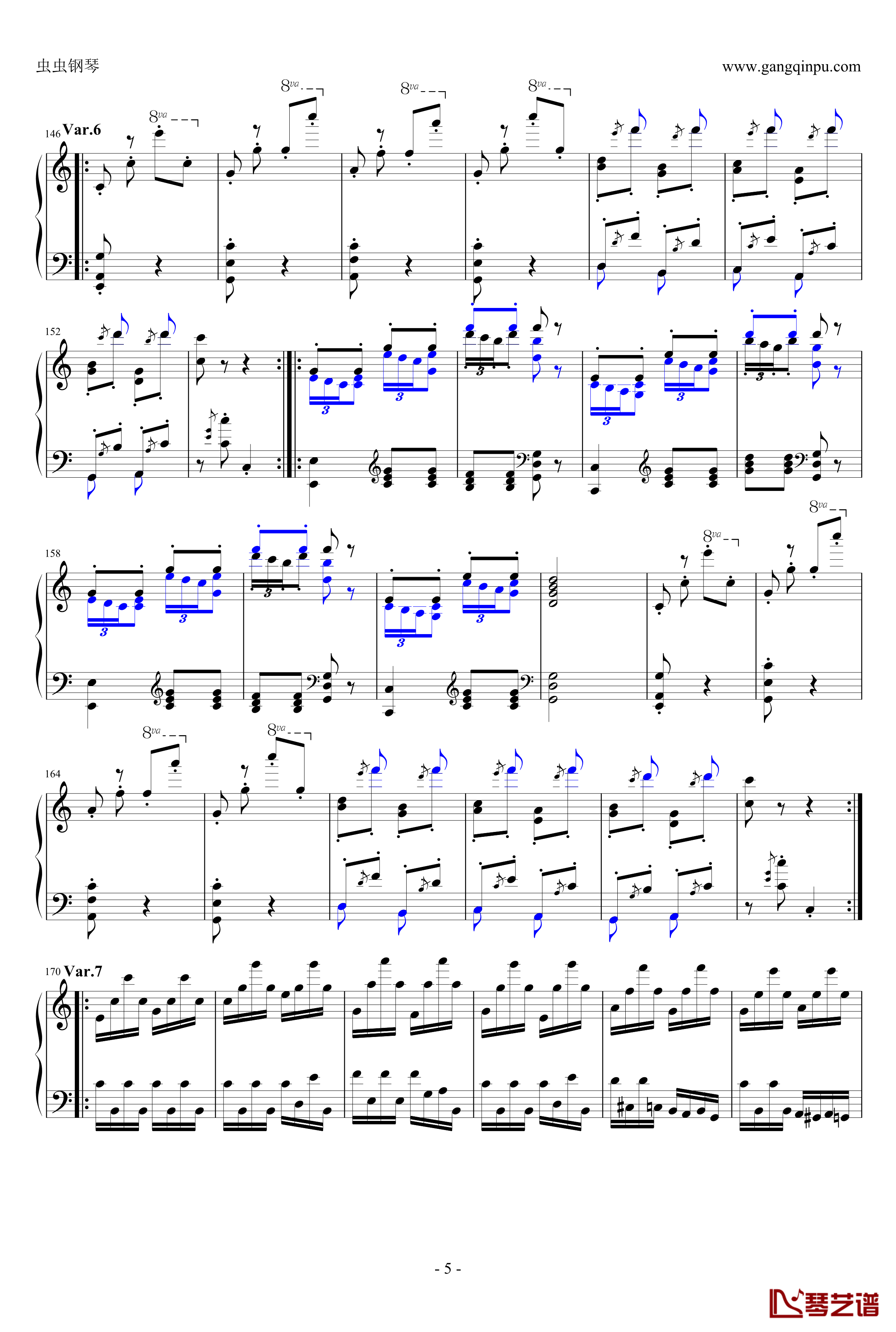 小星星变奏曲钢琴谱-炫技再变奏-莫扎特5