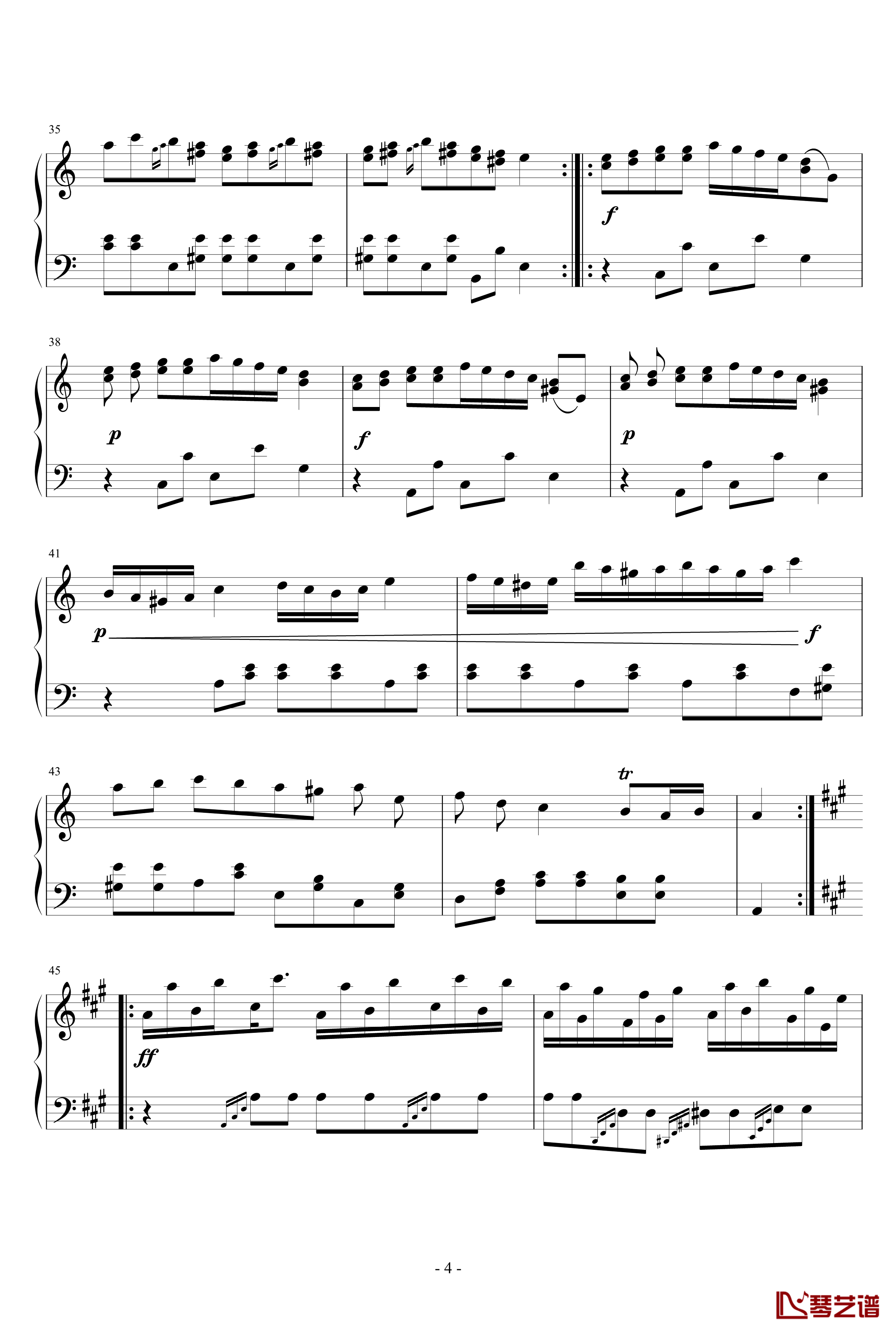 土耳其进行曲钢琴谱-莫扎特4