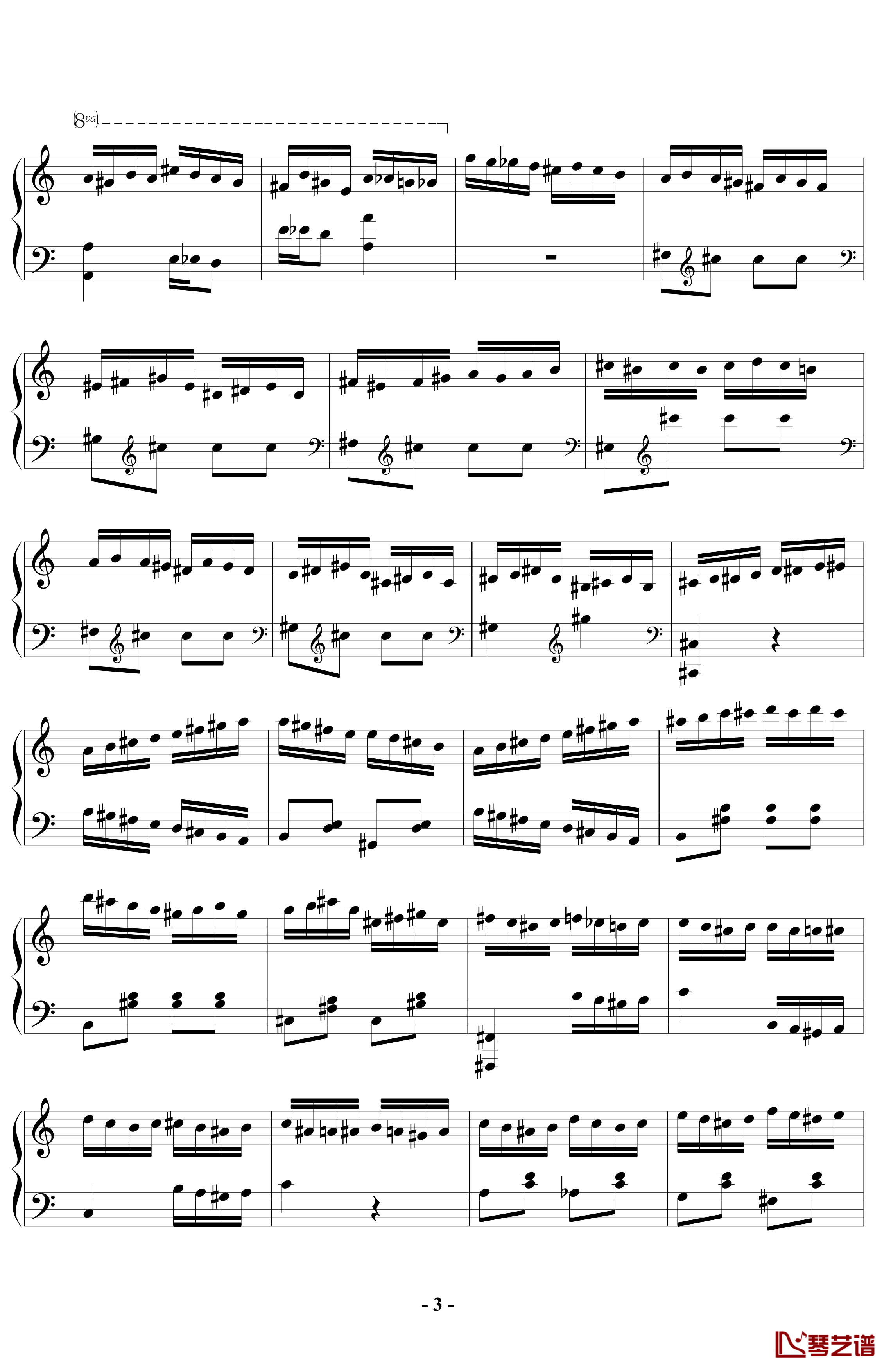土耳其进行曲钢琴谱-一分钟炫技版-莫扎特3
