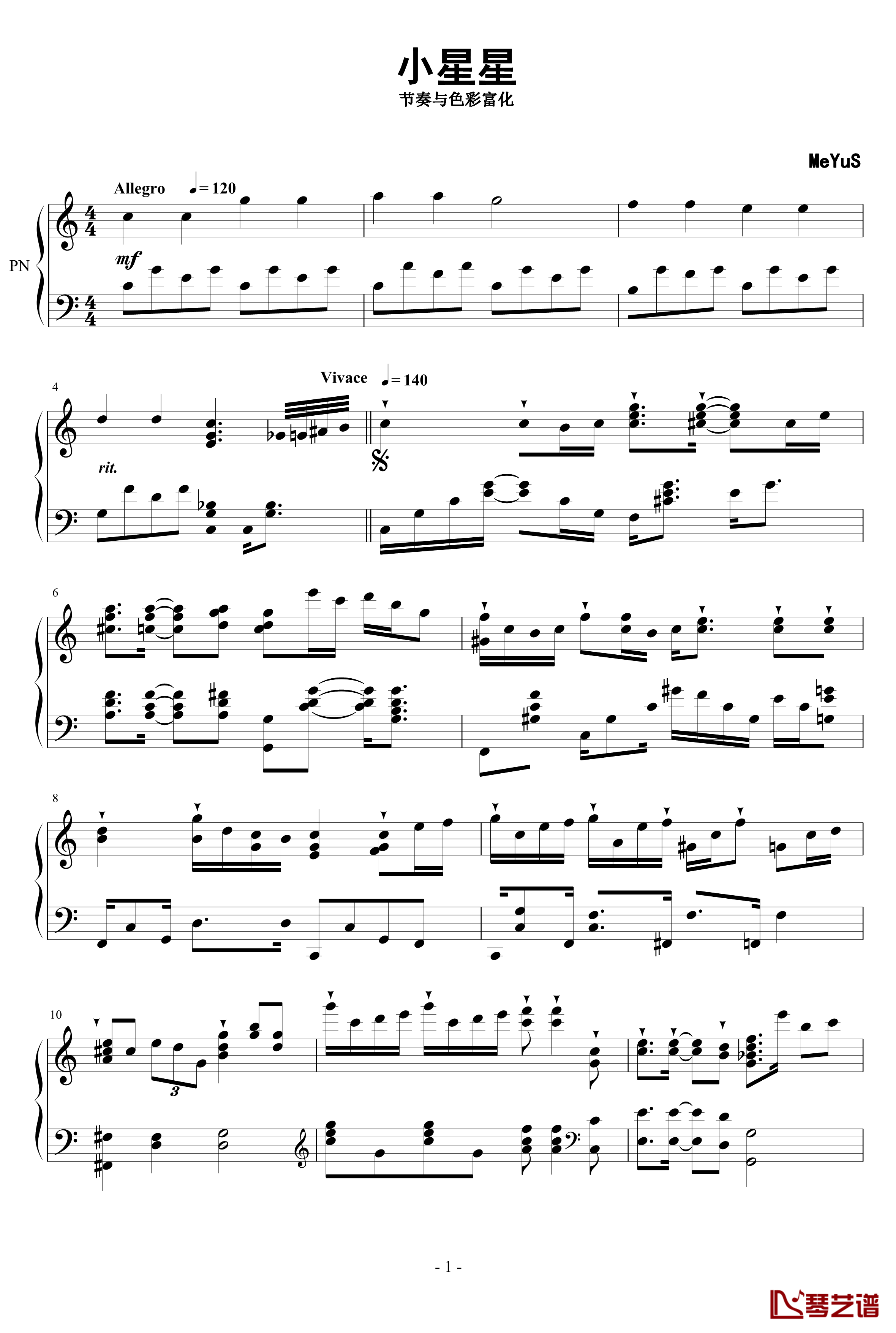 小星星钢琴谱-梦乐师1