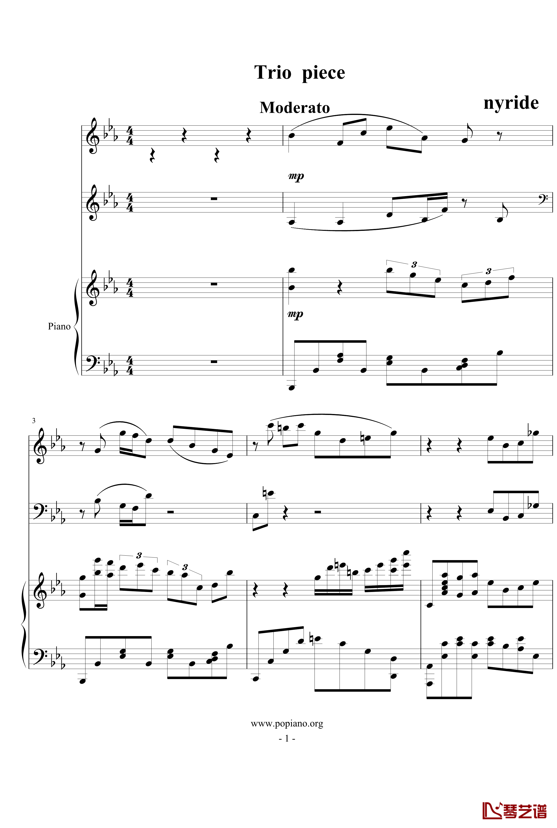 Trio piece钢琴谱-nyride-随写三重奏小品1