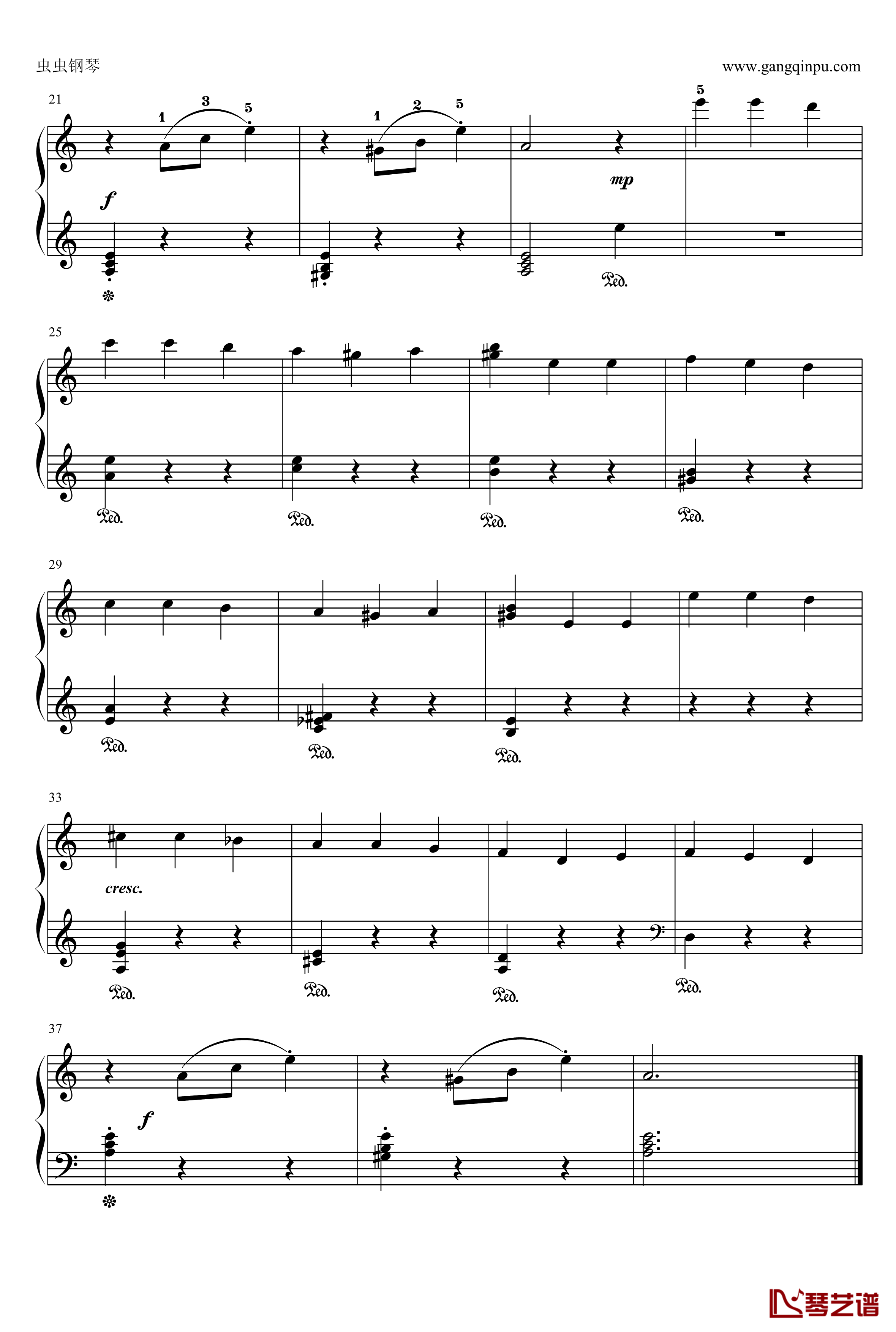 李斯特钟钢琴谱-帕格尼尼-儿童简化版2