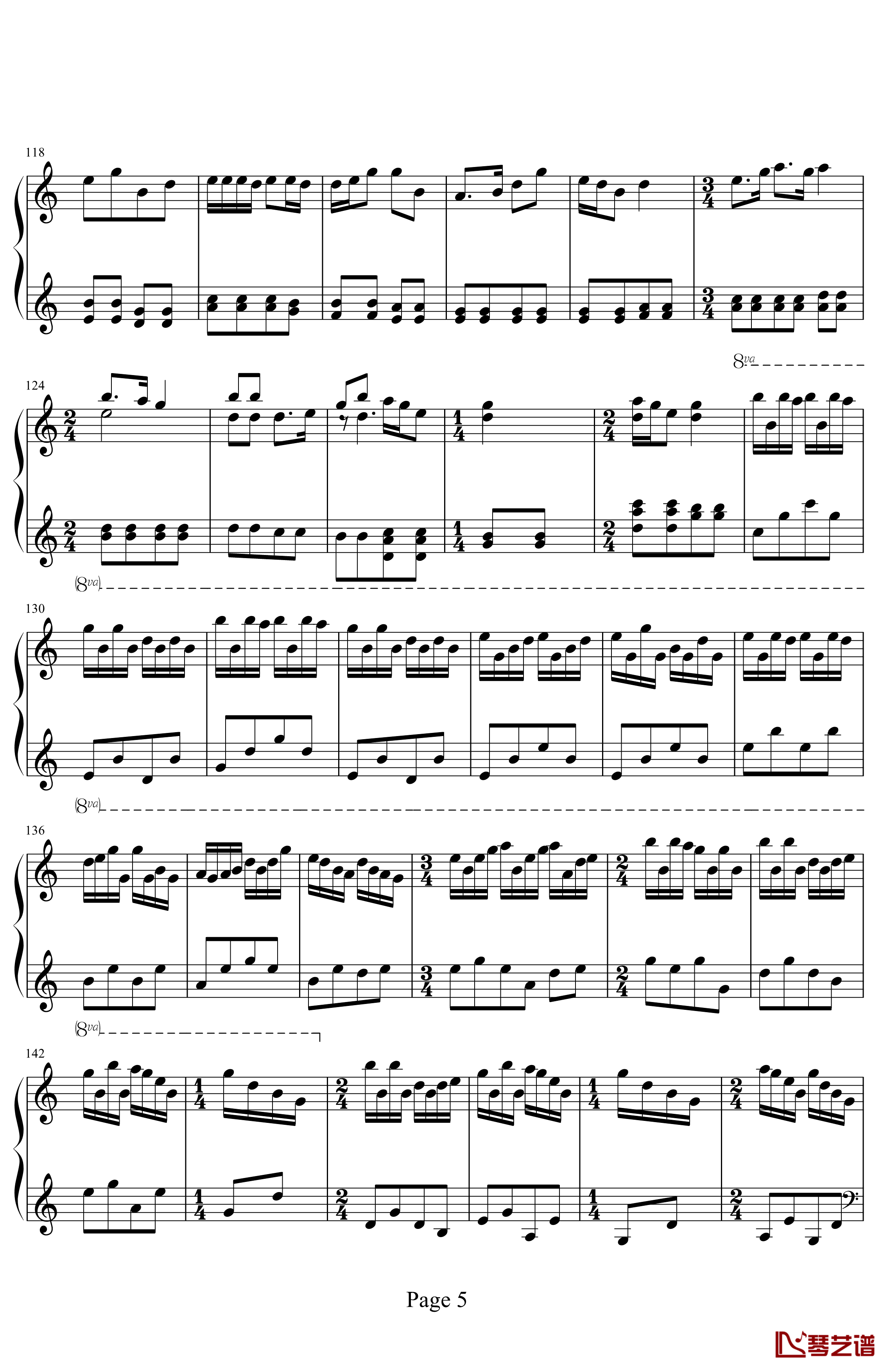 解放区的天钢琴谱-简单版-王建中5