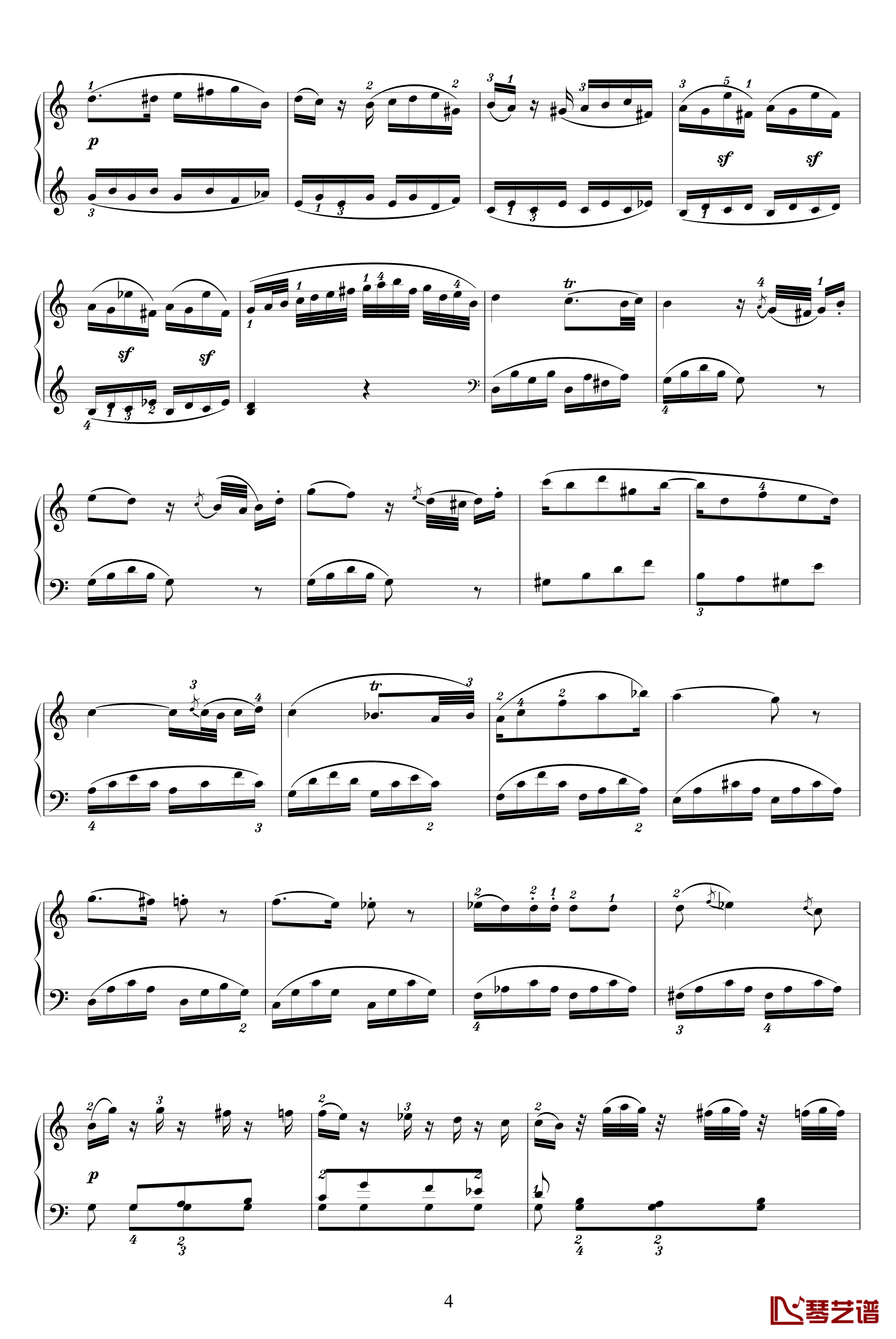 k330第一乐章钢琴谱-莫扎特4