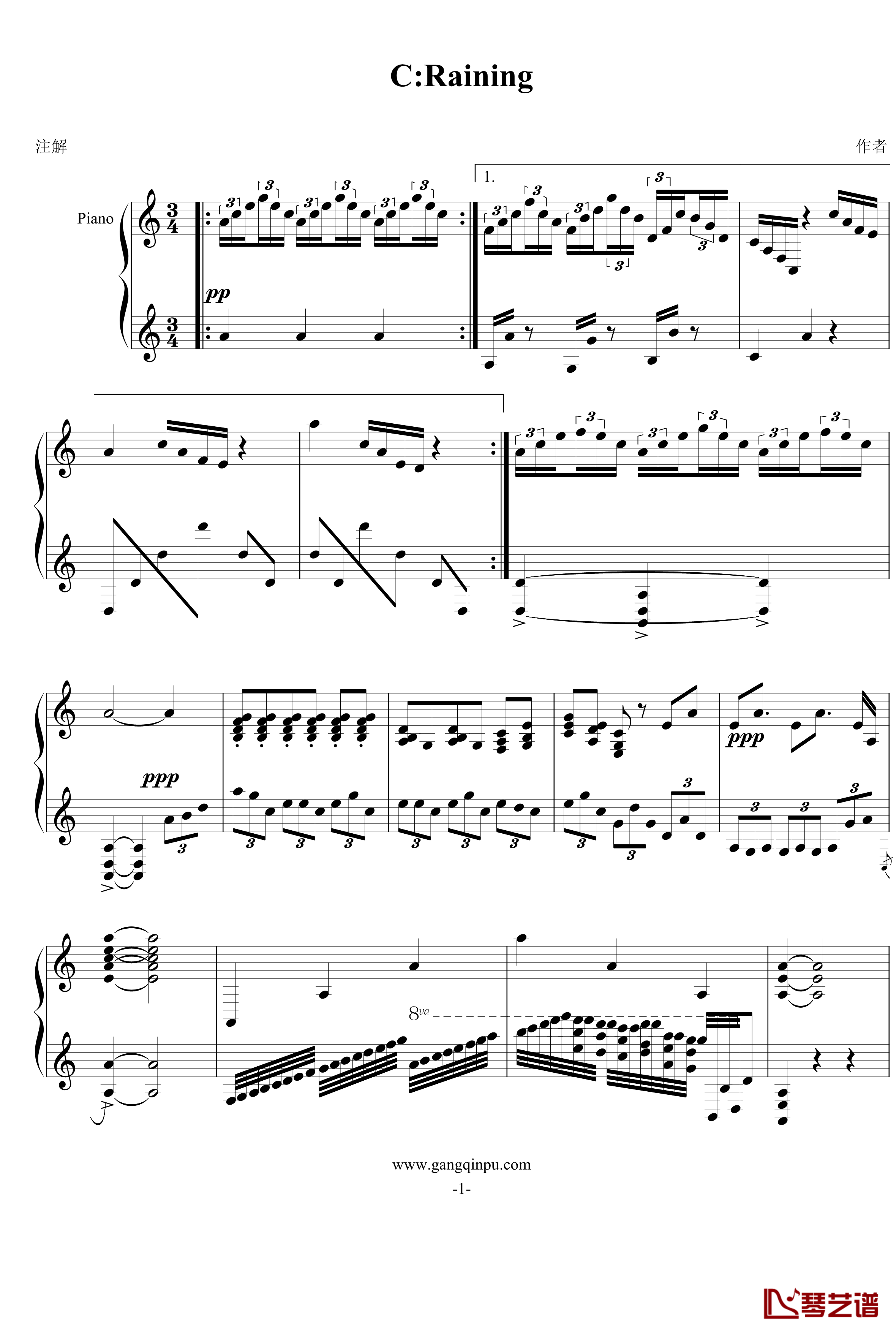 C:Raining钢琴谱-FIRSTONE1