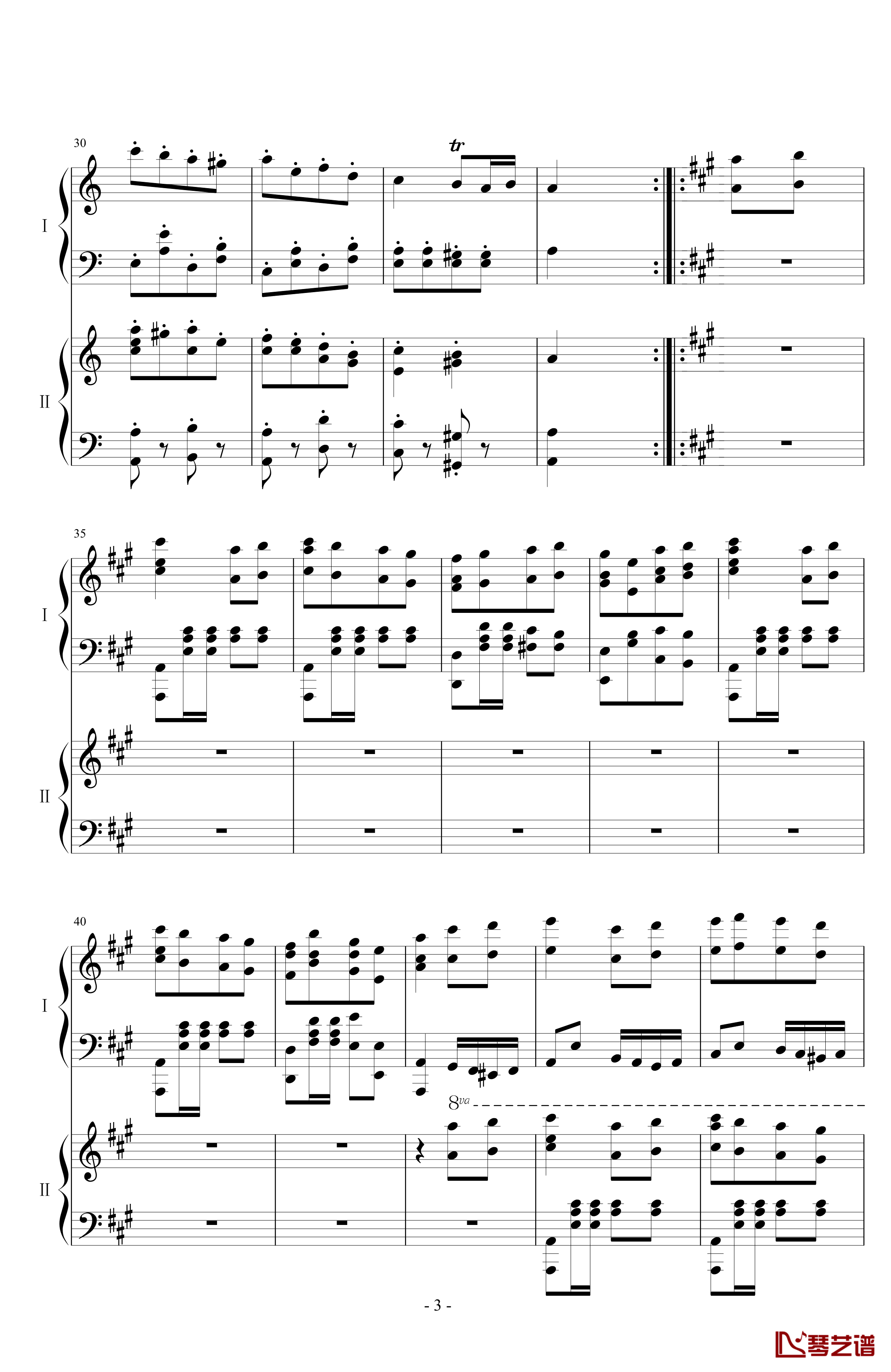 土耳其进行曲钢琴谱-双钢琴-莫扎特3
