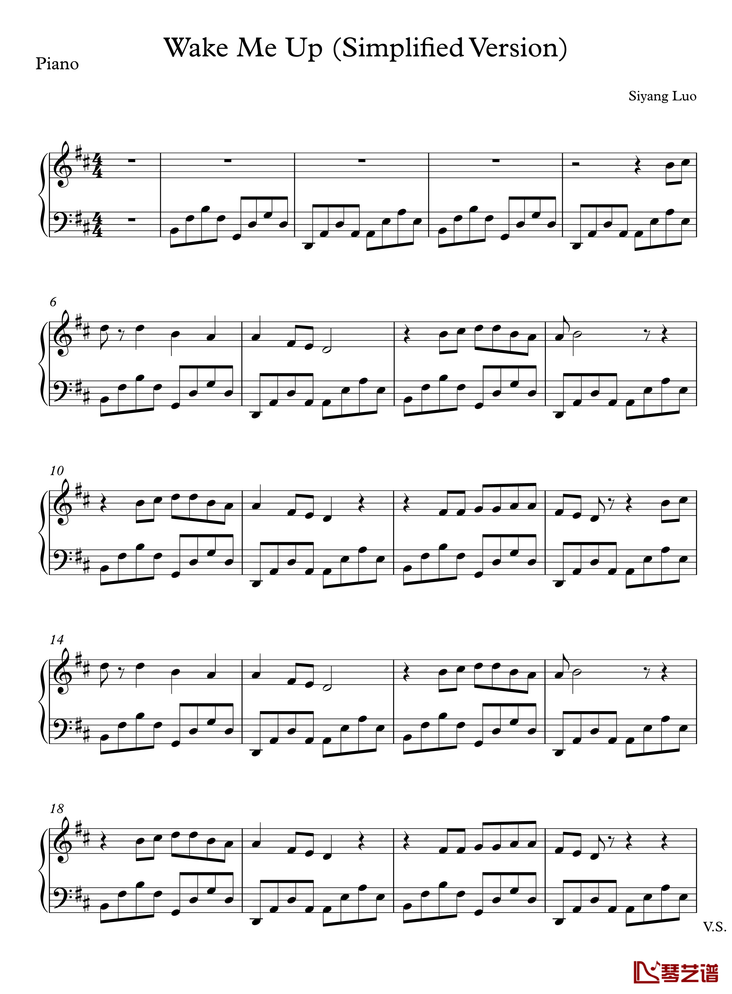 Wake Me Up钢琴谱 - 简易钢琴谱-Avicii1