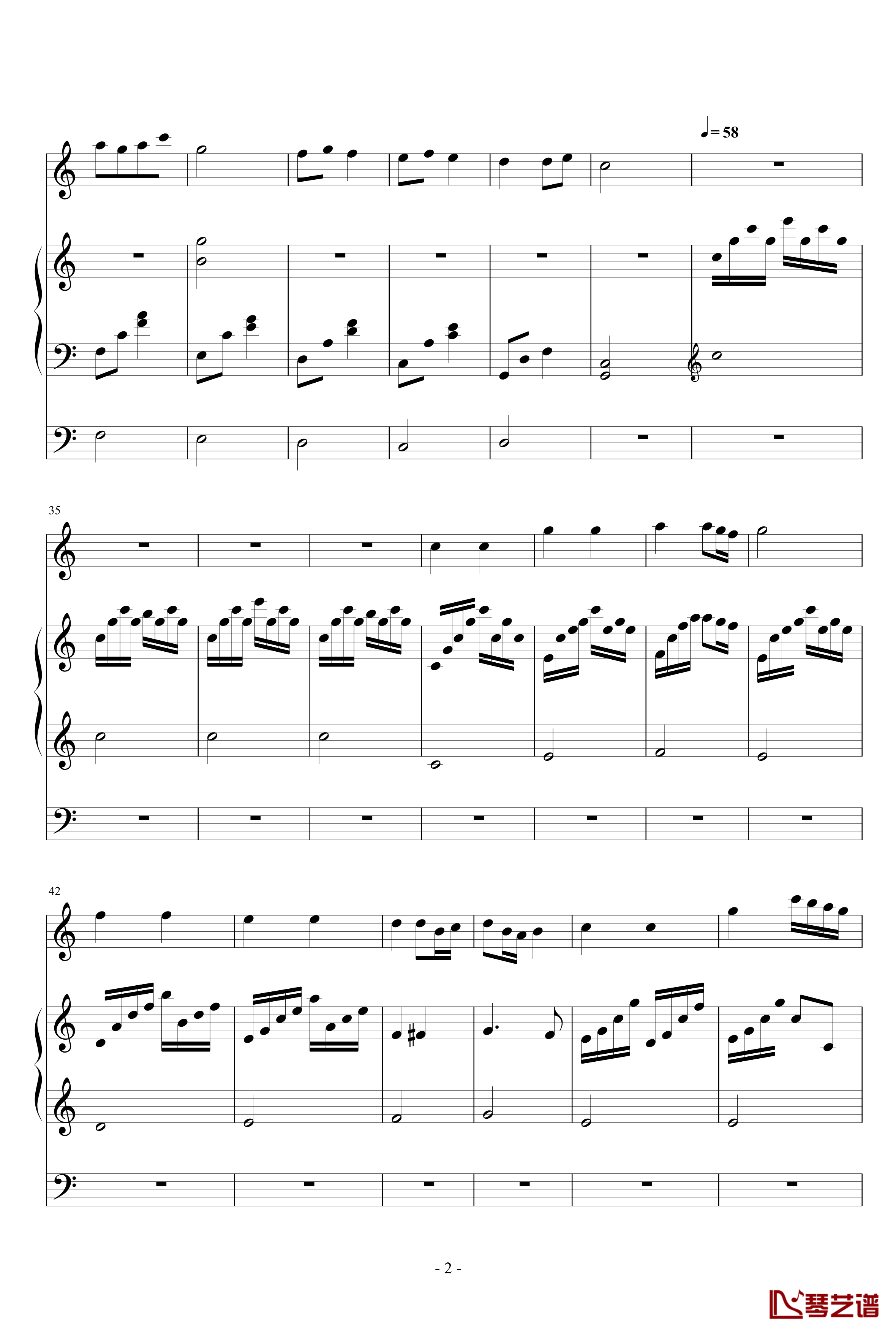 小星星钢琴谱-小提琴三声部版-莫扎特2