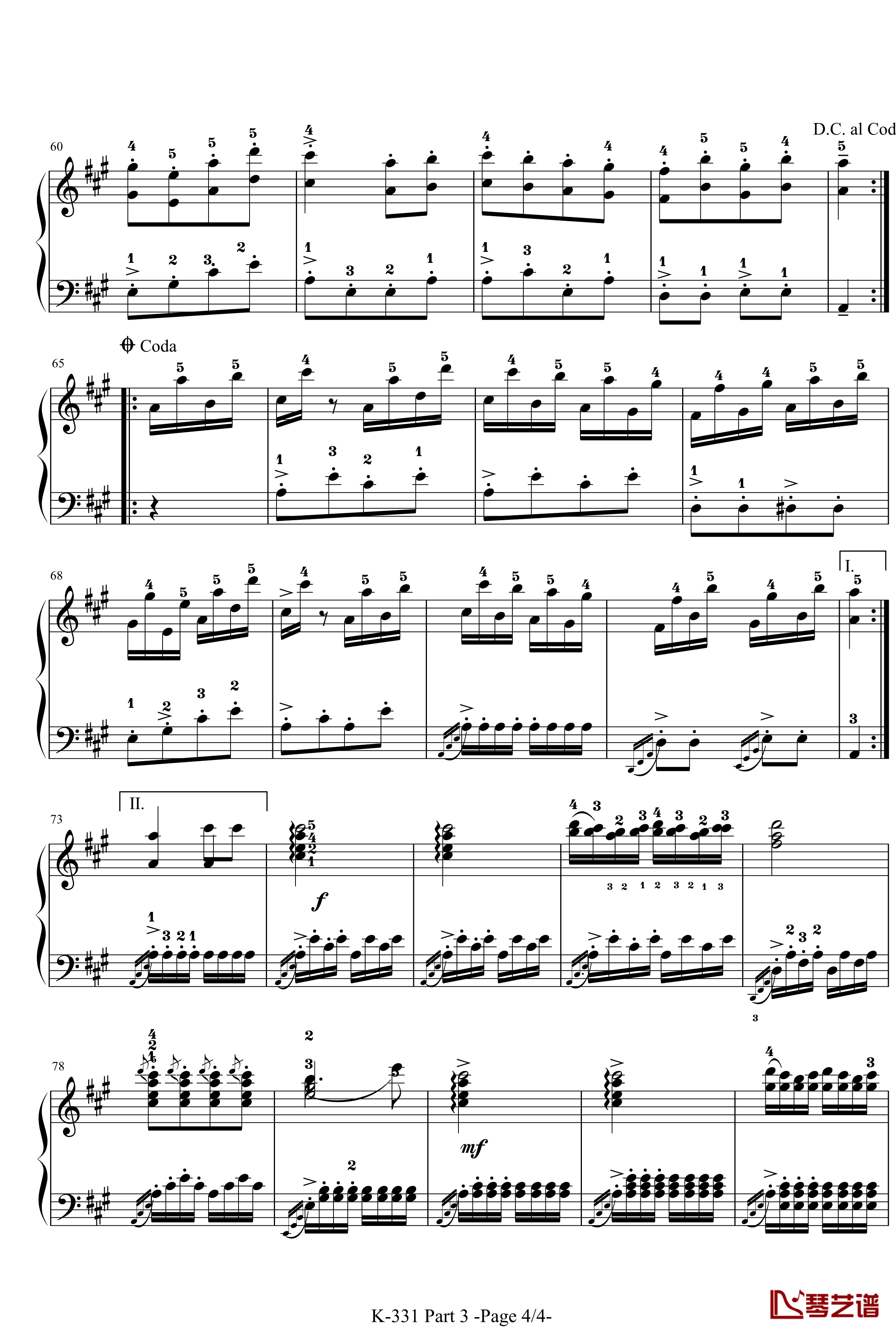 土耳其进行曲钢琴谱-n分钟炫技-莫扎特4