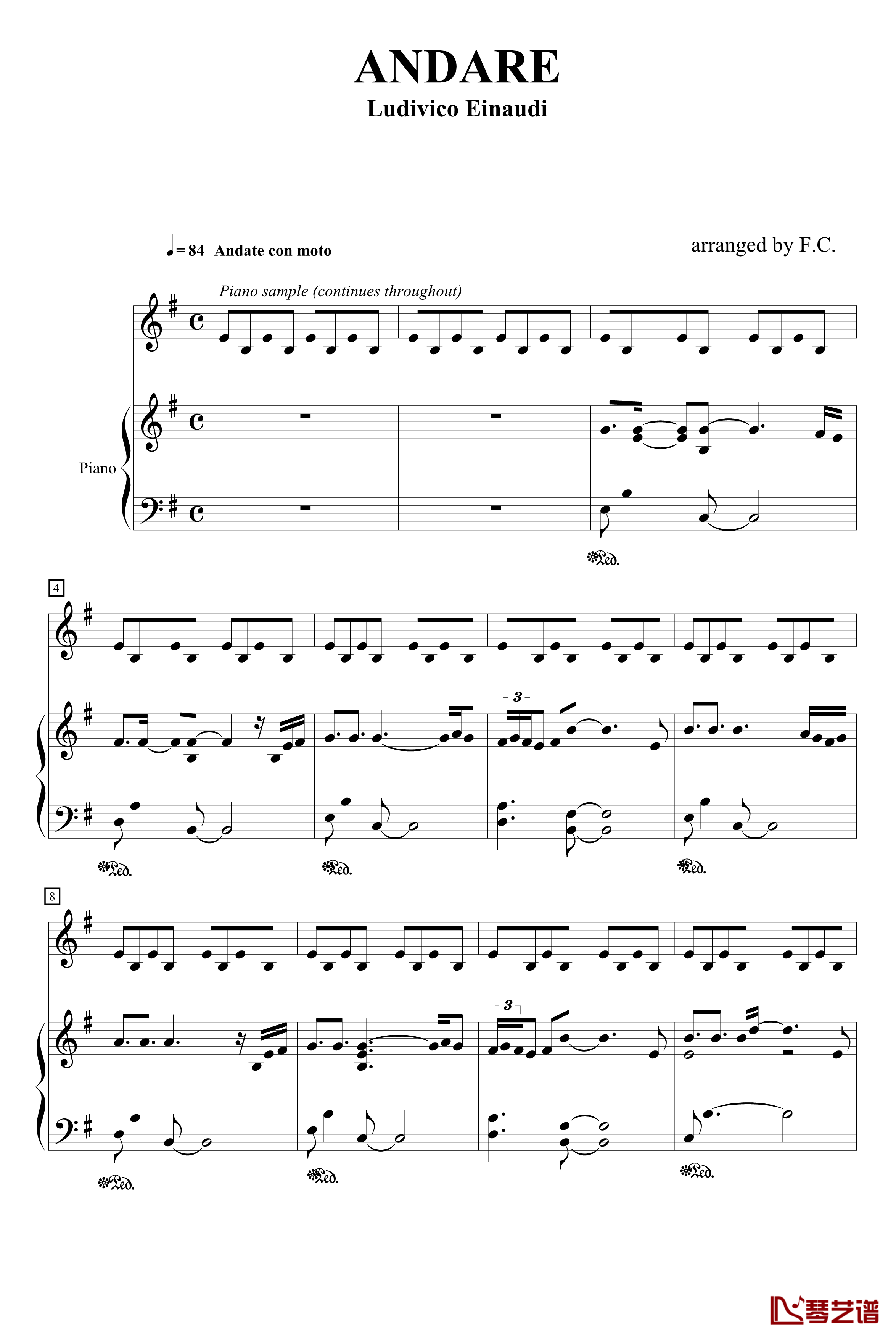 Andare钢琴谱-Ludivico Einaudi1