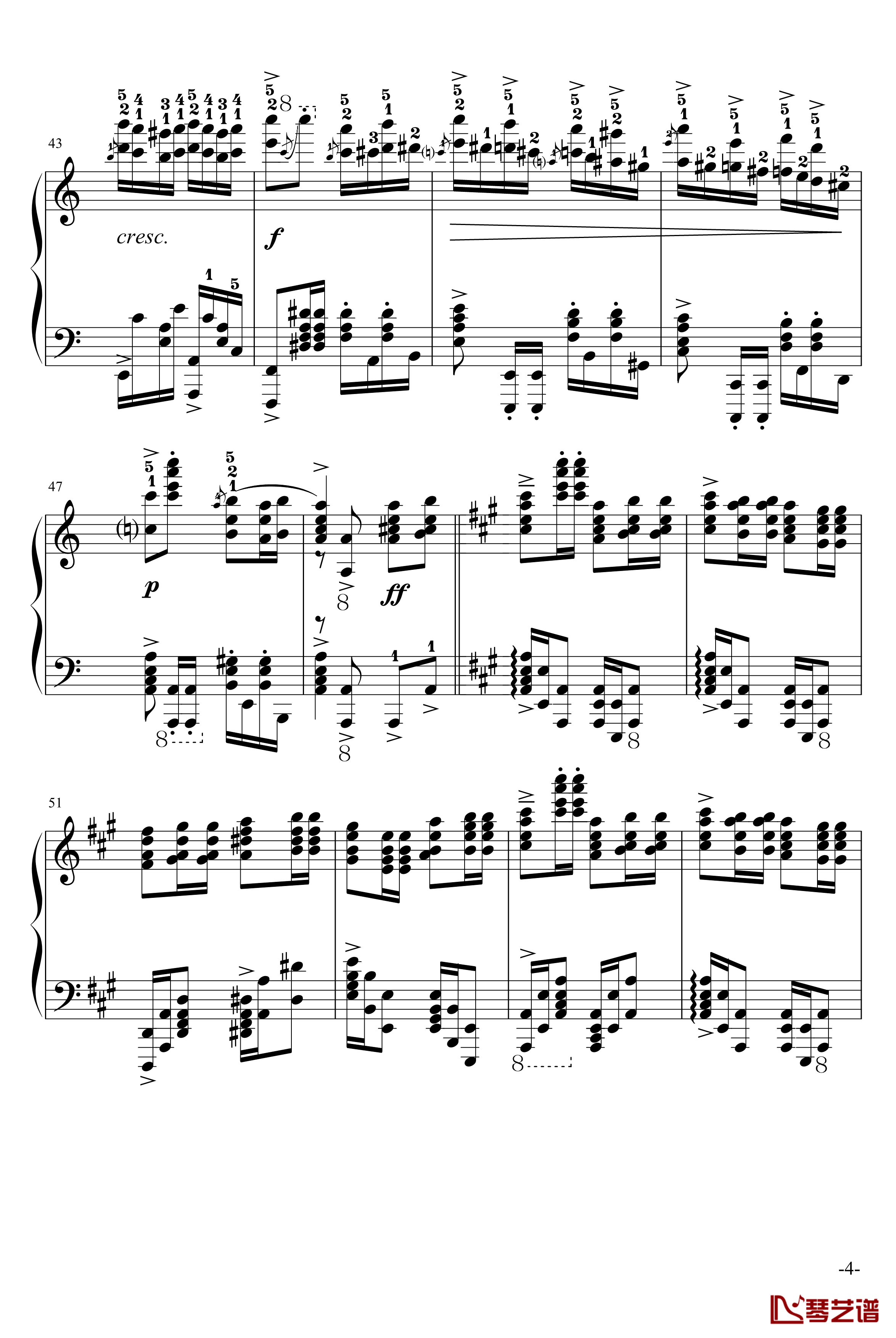 玩命版土耳其进行曲钢琴谱-莫扎特4