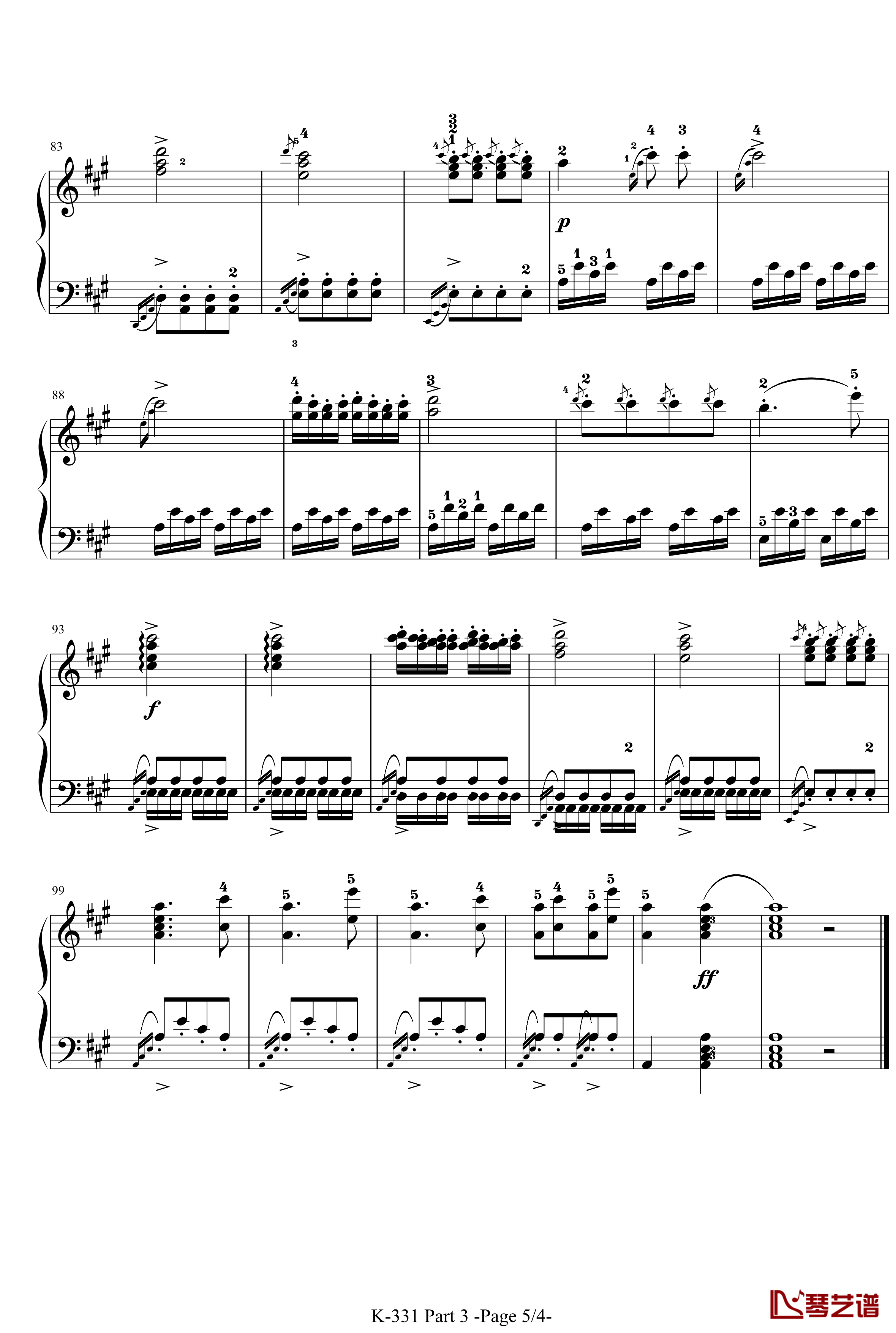 土耳其进行曲钢琴谱-n分钟炫技-莫扎特5