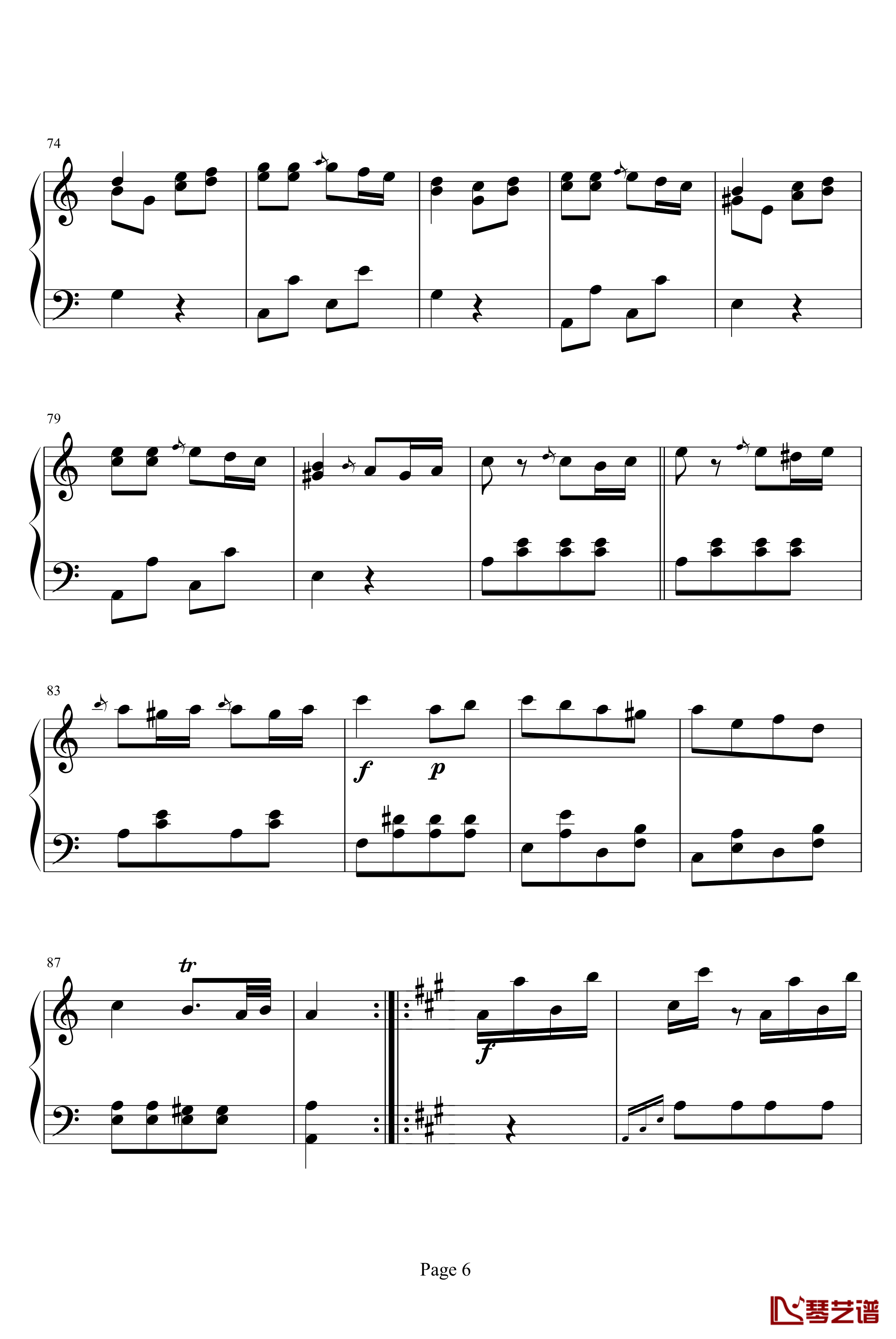 土耳其进行曲钢琴谱-莫扎特6
