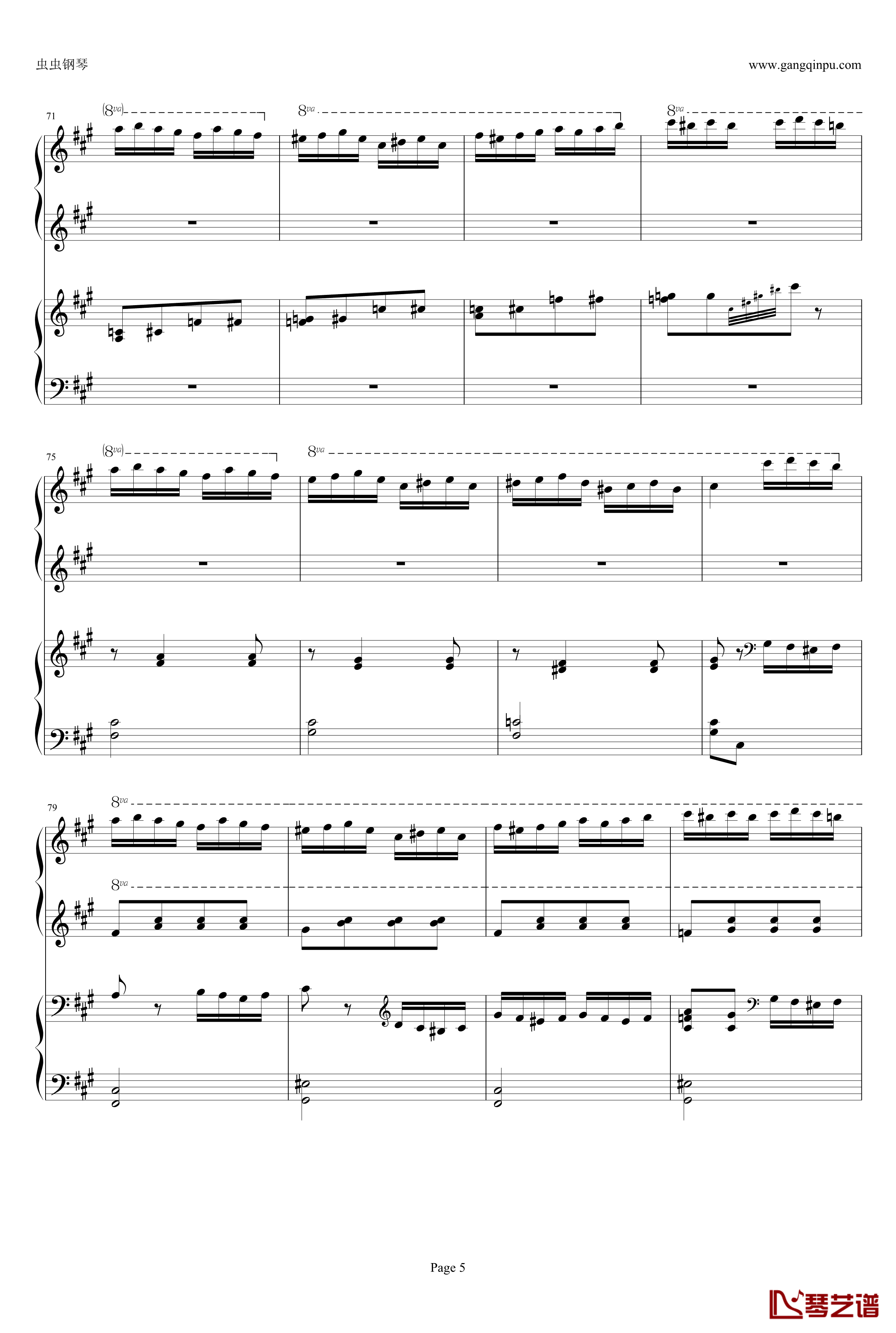 土耳其进行曲四手钢琴谱-周杰伦版-莫扎特5