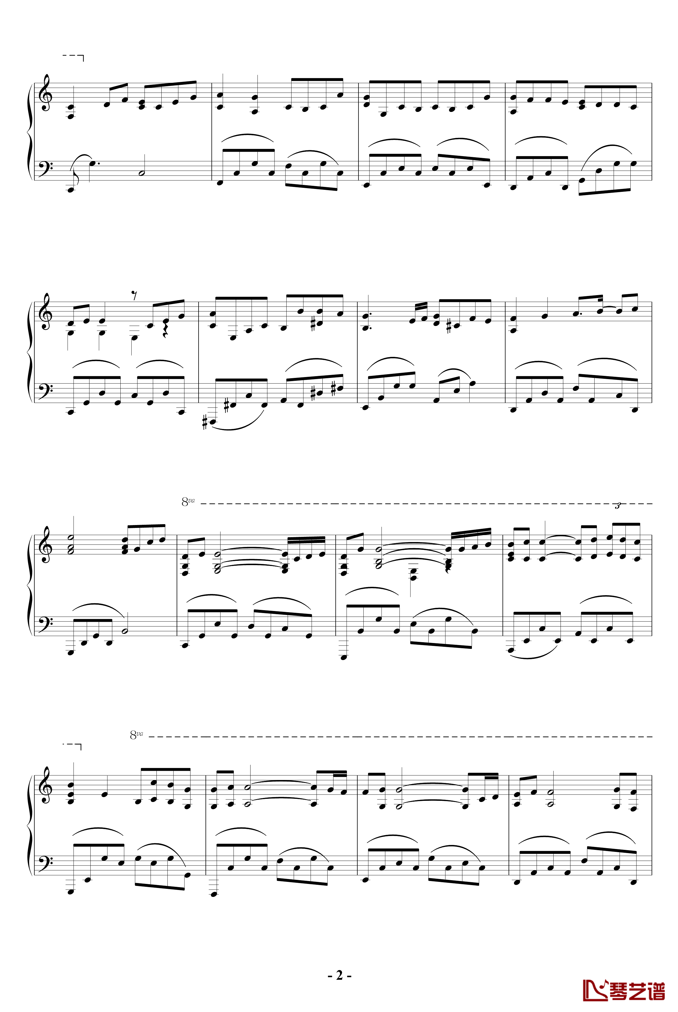 雨的印记钢琴谱-Kiss the rain-C调版-Yiruma2