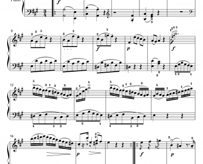 A大调奏鸣曲第二乐章钢琴谱-莫扎特