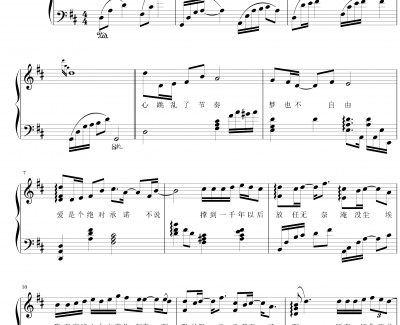 一千年以后-金龙鱼原声独奏版钢琴谱170204-林俊杰