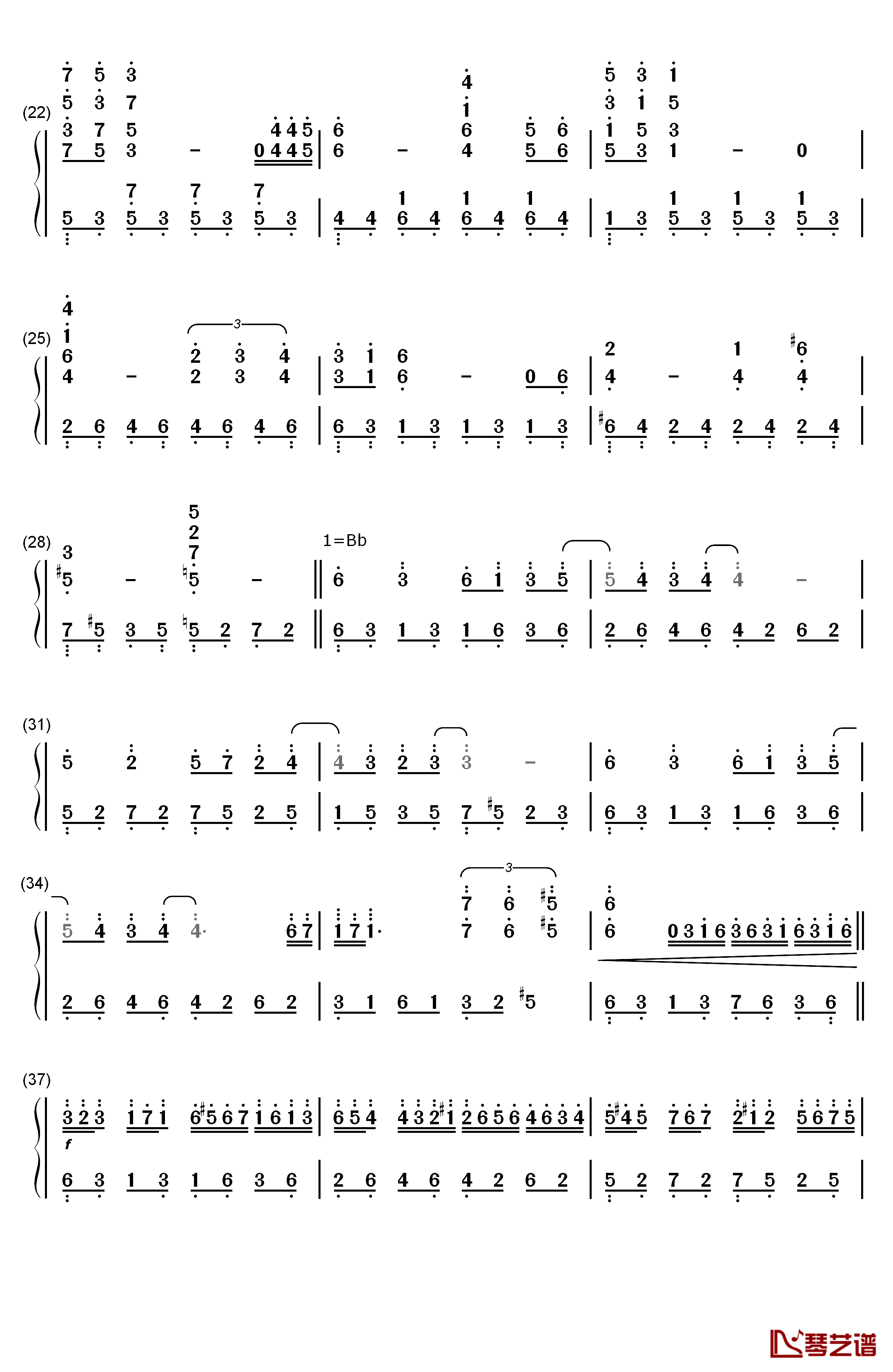 星空钢琴简谱-数字双手-理查德·克莱德曼 Richard Clayderman3