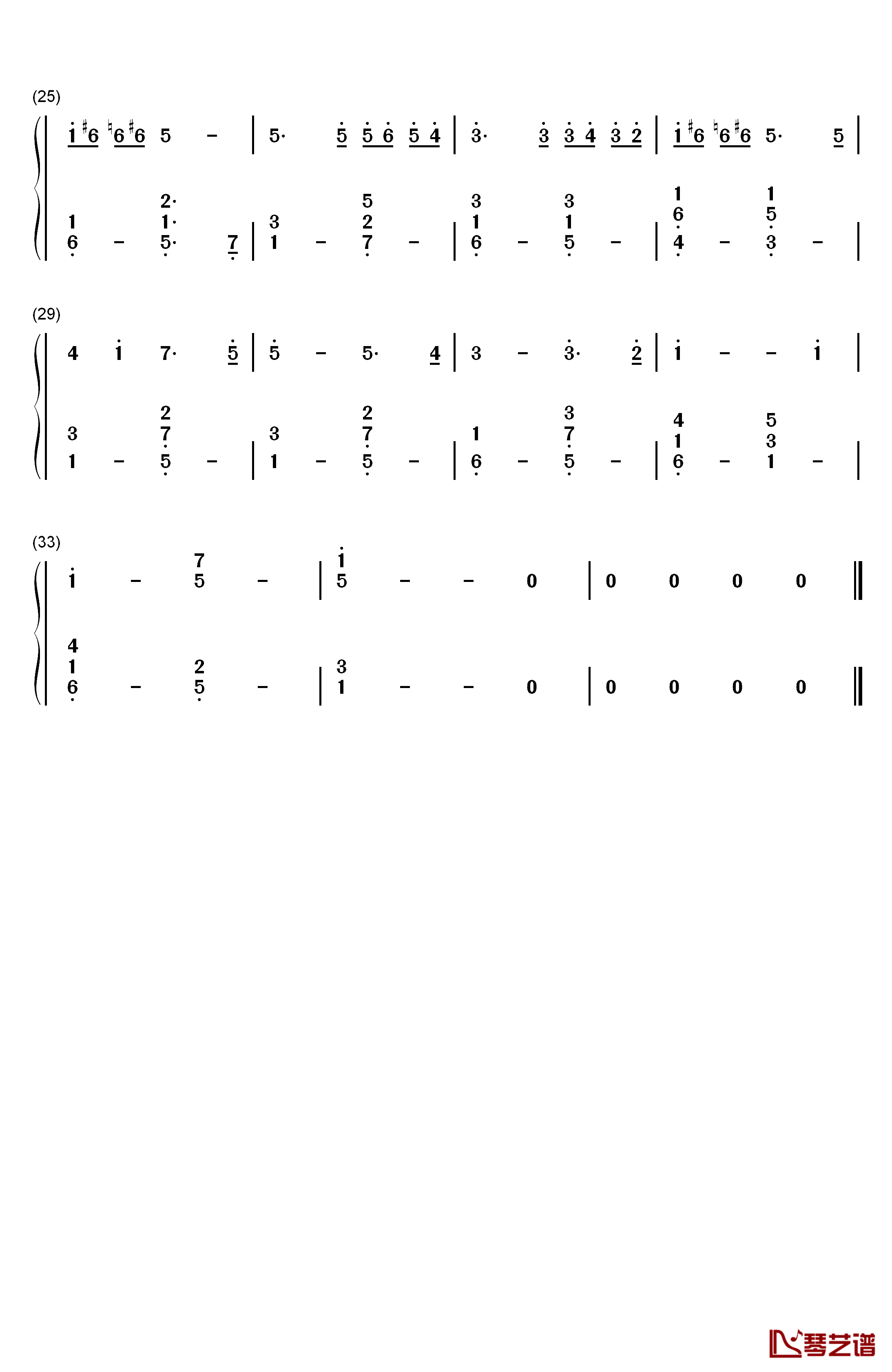 卡农D调简单版钢琴简谱-数字双手-帕海贝尔2