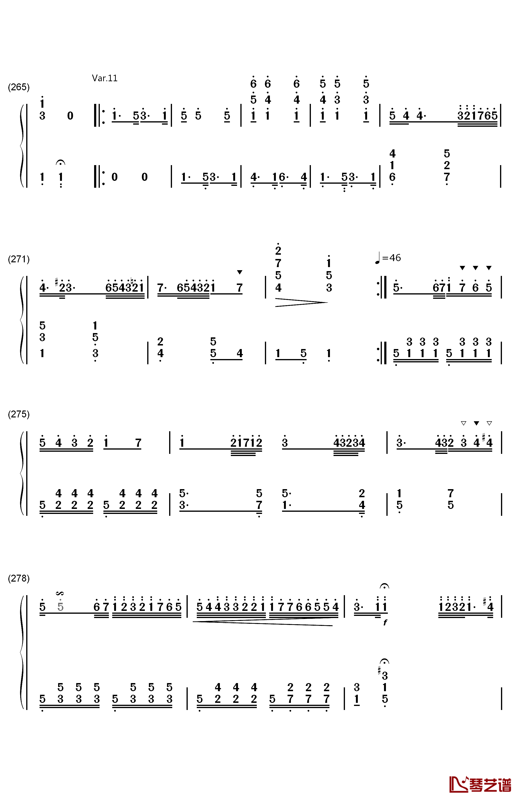 小星星变奏曲钢琴简谱-数字双手-莫扎特10
